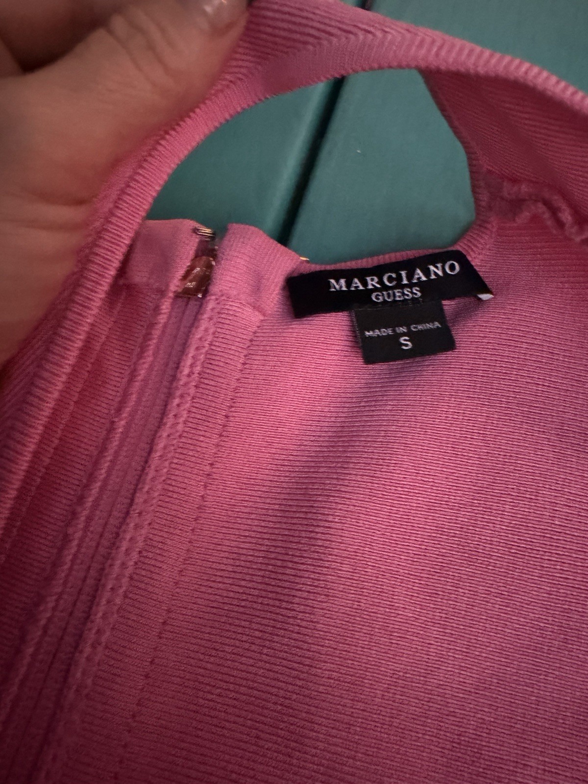 Marciano Guess Pink Bodycon Knit Rayon Dress Sleeveless Round Neck Zip Size S