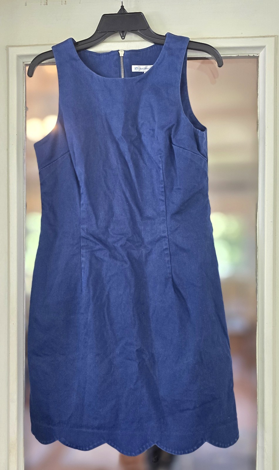 Southern Tide Women’s Navy Blue Dress Zip Back Scalloped hem sz 8 medium