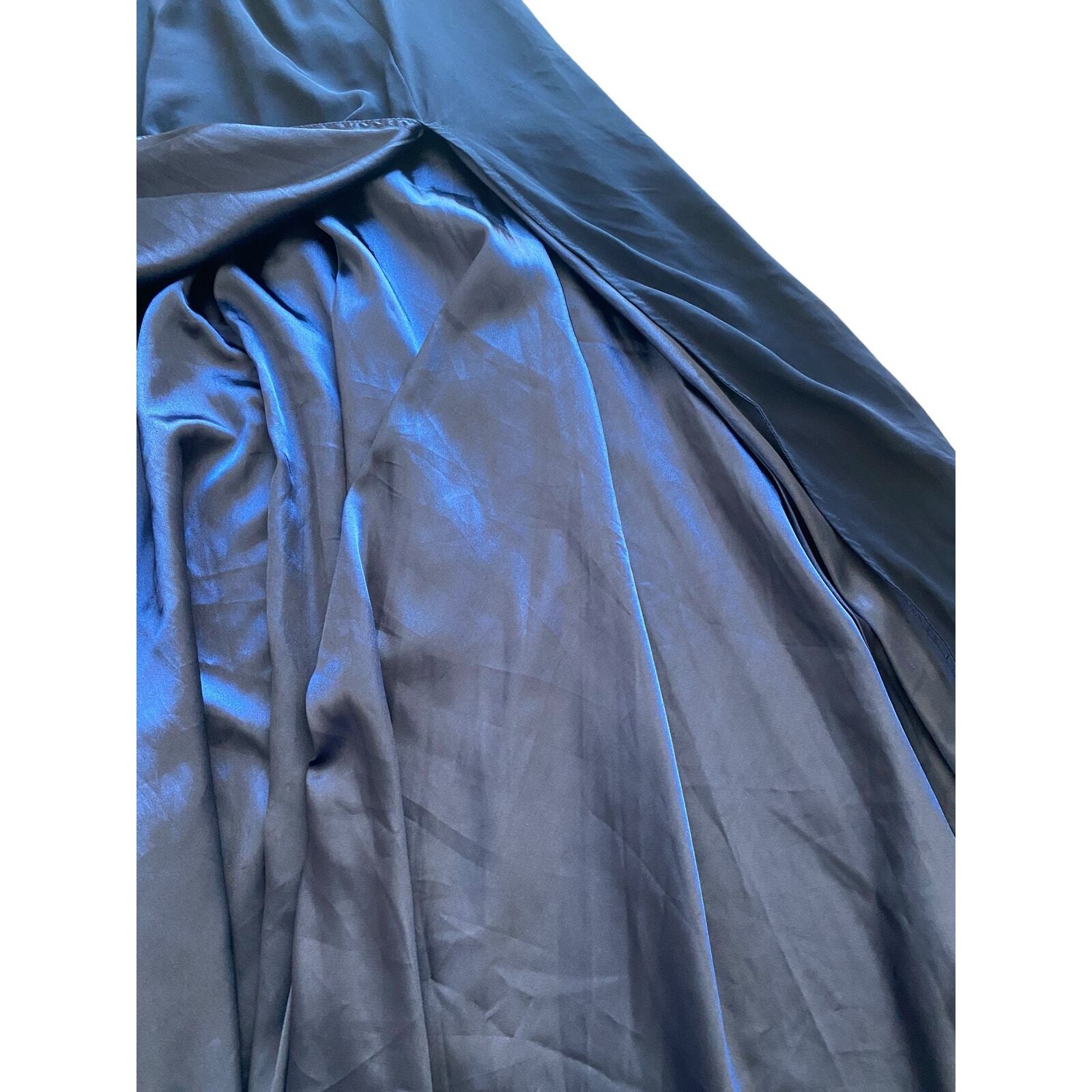 Lulus Aim for Amour Navy Blue Halter Neck Chiffon Maxi Slit Women’s Dress M