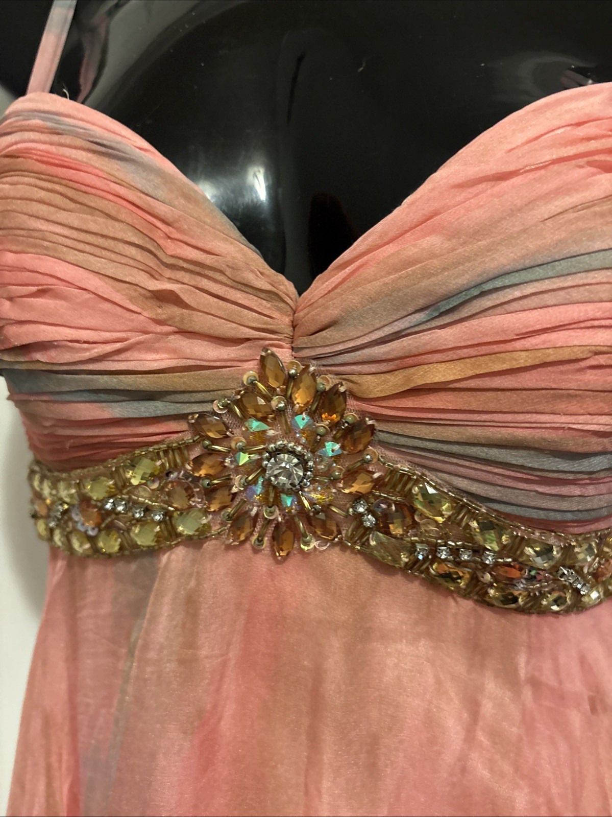 Vintage Y2K Dave & Johnny Size 4 Pink And Blue Swirl Chiffon With Flowers At Not