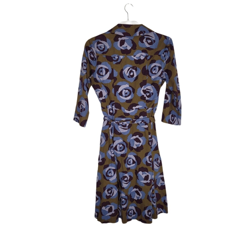 BODEN Riviera floral button up tie shirt dress 6