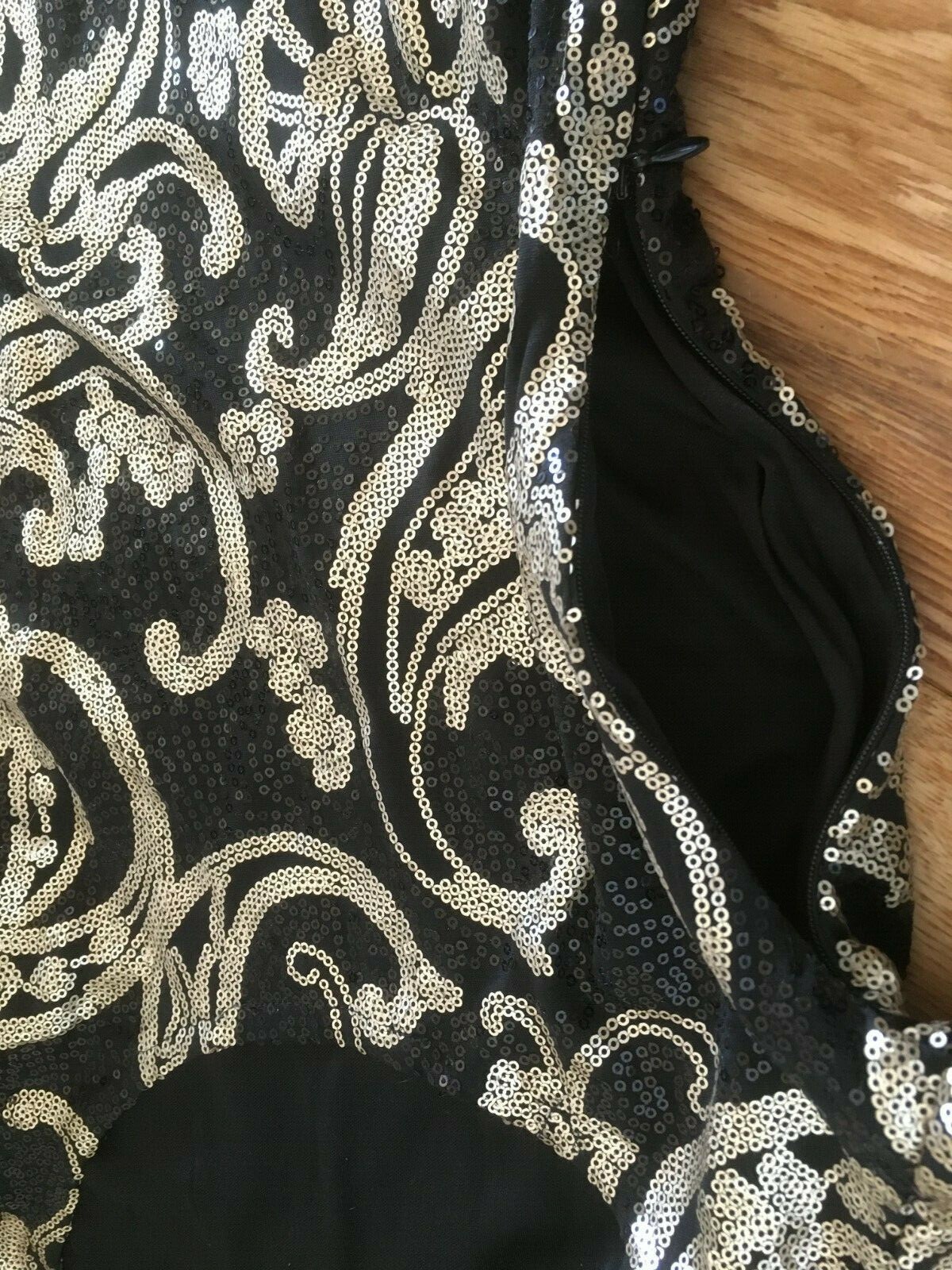 Jane Norman Black Sequin Bodycon Party Dress Size 8 Xmas Party Sparkle Silver