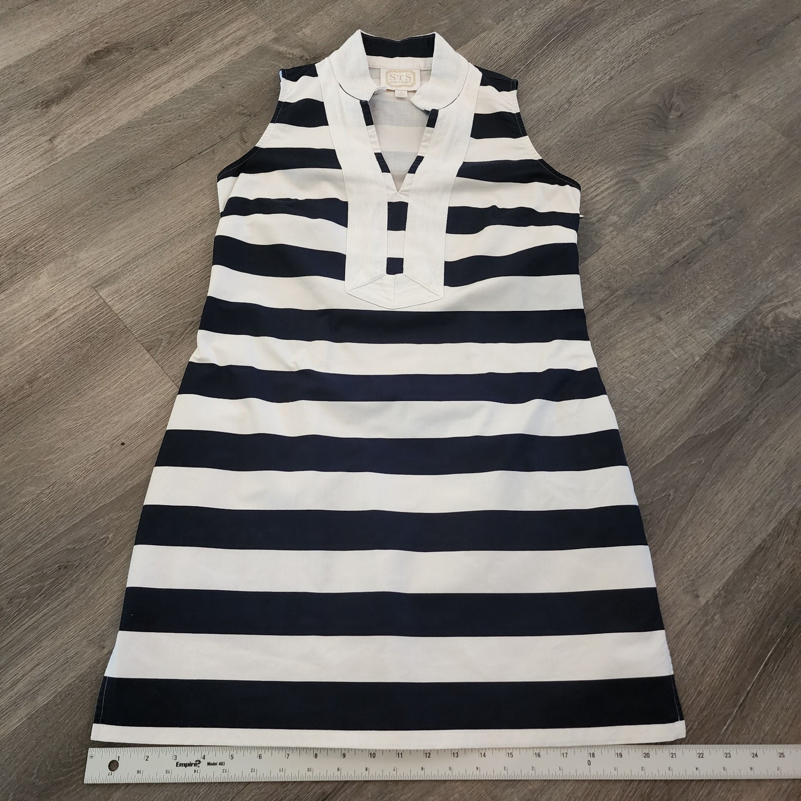 Sail to Sable Classic Tunic Dress Navy White Stripe Cotton M Coastal Preppy