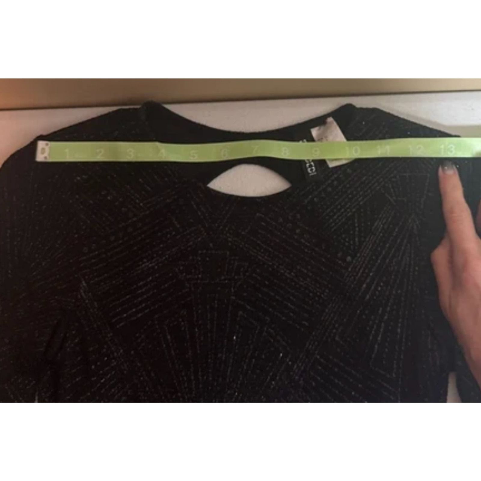 Divided Black Geometric Sparkle Open Back Long Sleeve Dress Women’s 0 1090