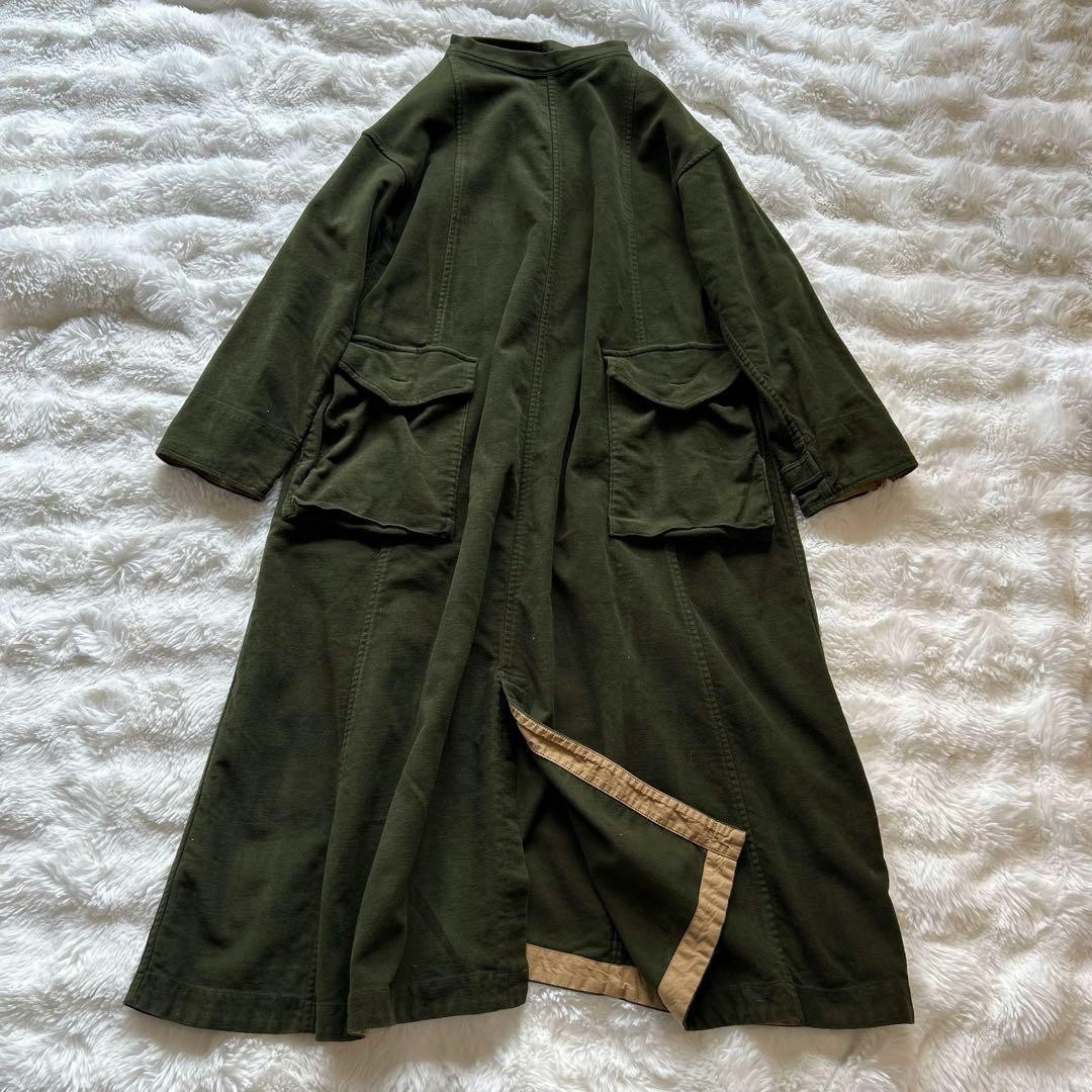 45R / 45rpm Cotton blend Stretch Moleskin Serge Dress Khaki Exc