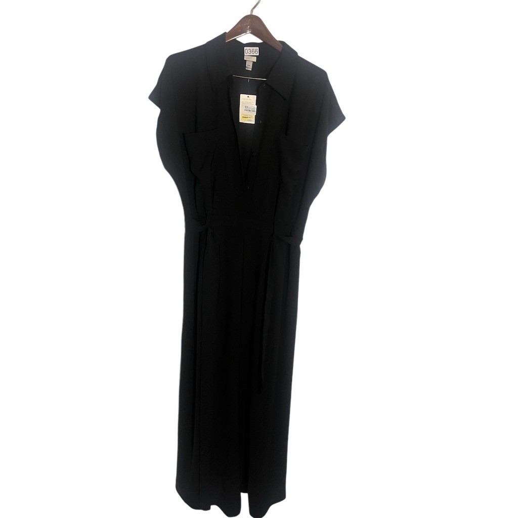 A New Day Shirt Dress Womens 2XL Black Collared Button Front Maxi Long