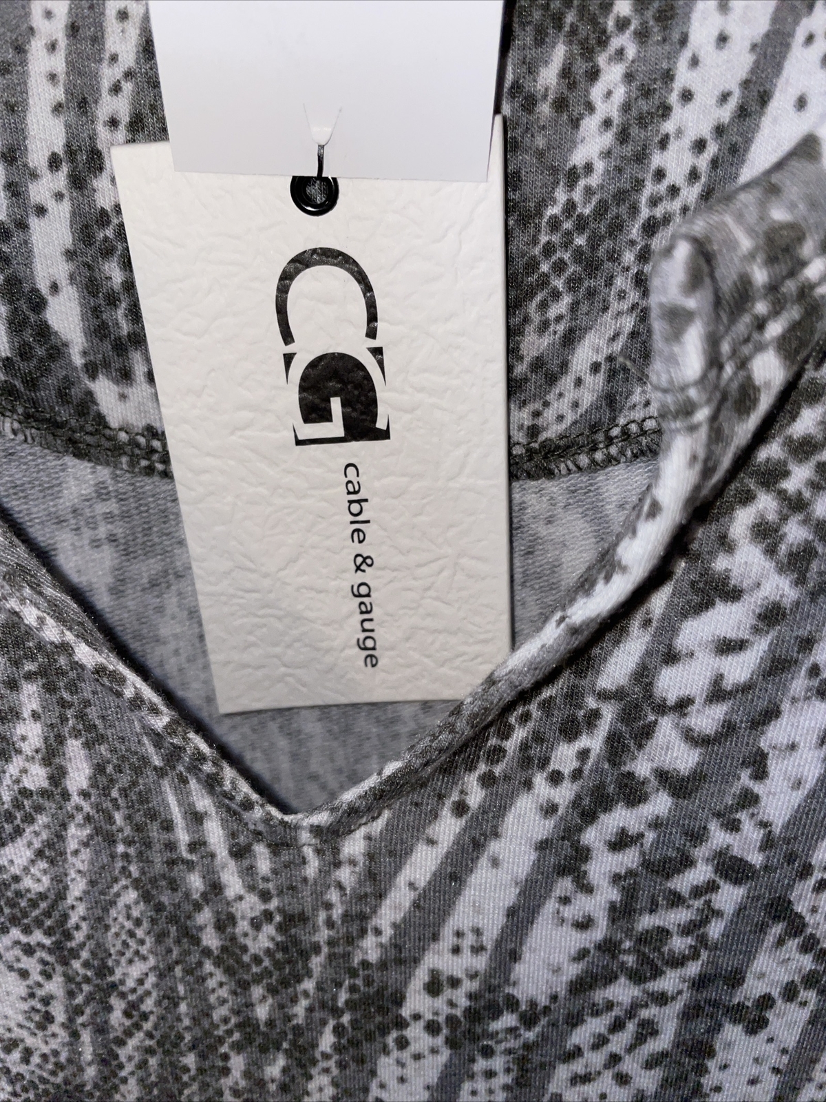NWT cable & gauge animal print mini dress s/s grays & beige extra large XL