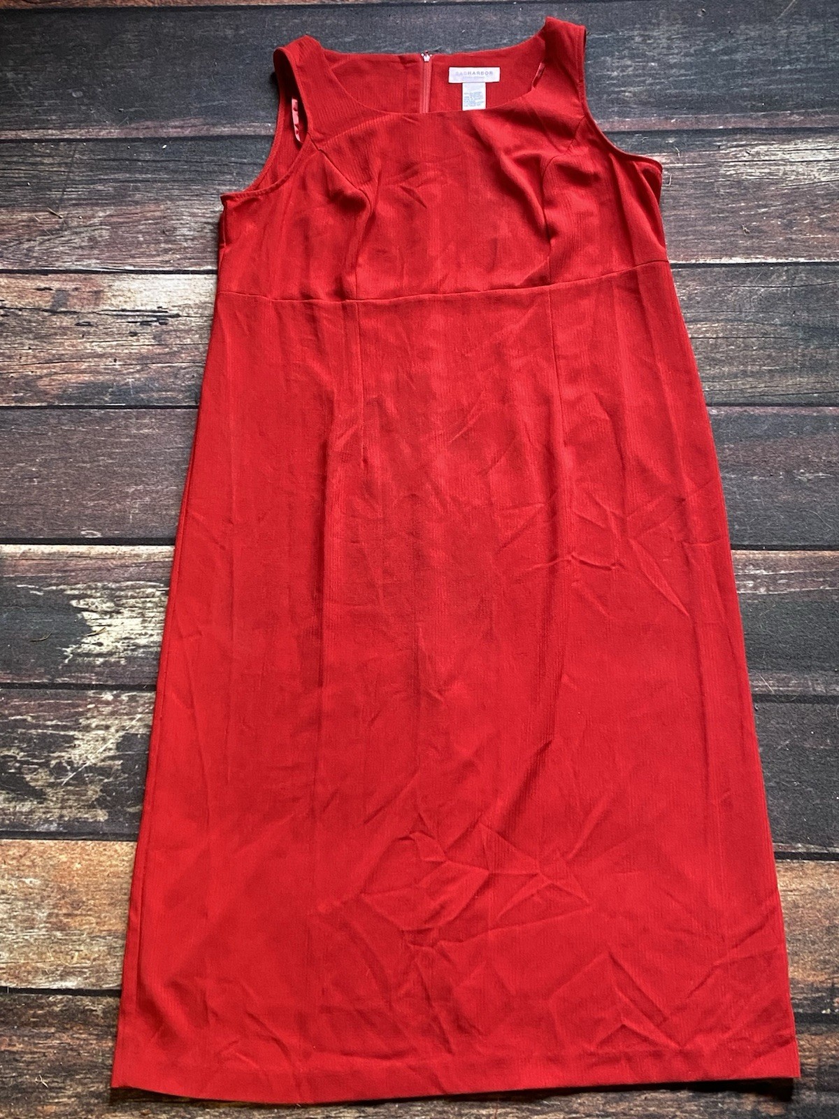 SAG HARBOR Stretch Woman SZ 16W Red Sleeveless Sheath Maxi Dress