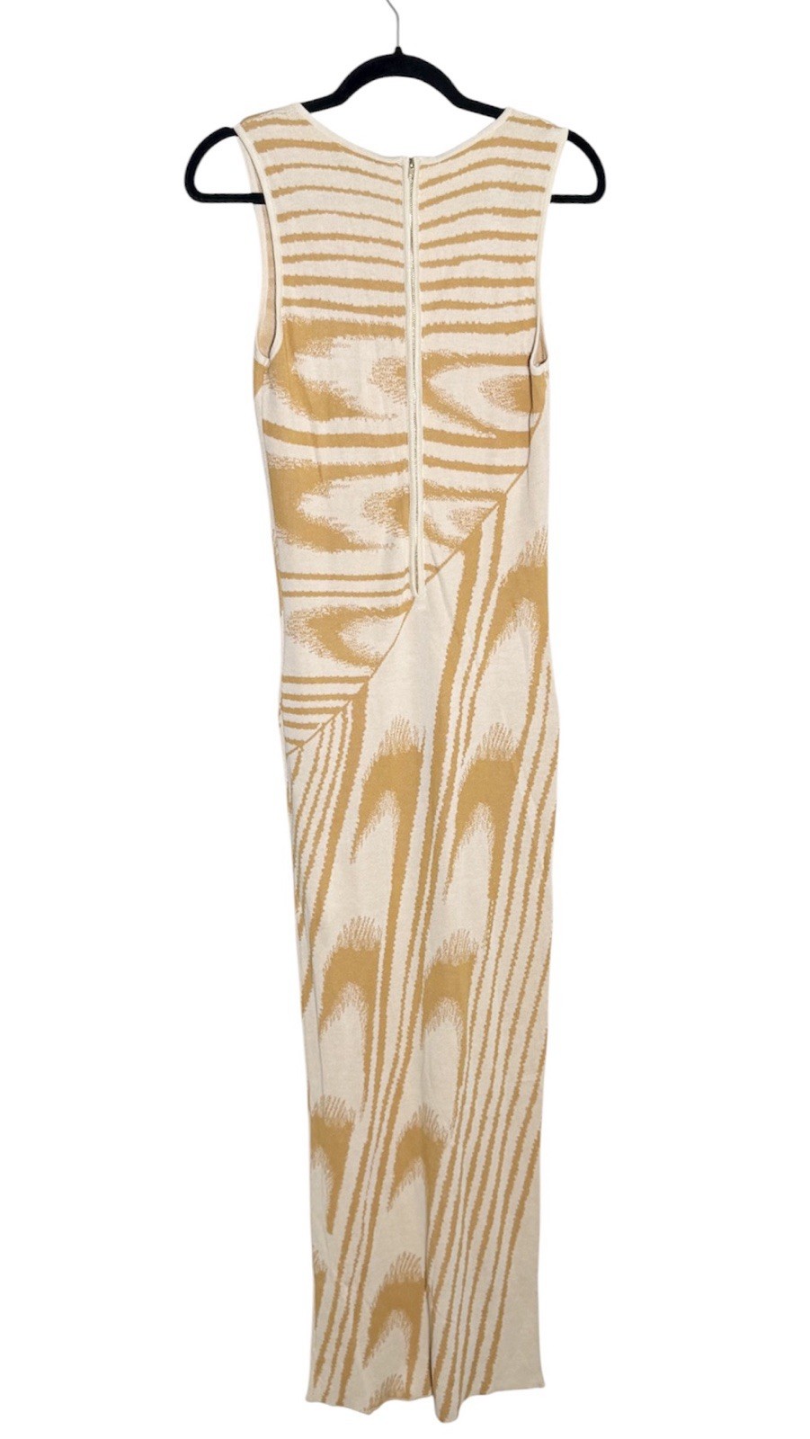 Hera Collection Wave Jacquard Dress Mustard Beige NWT Large