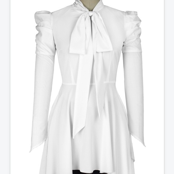 NEW White Victorian Romance Bow Tie Ribbon Dress Top