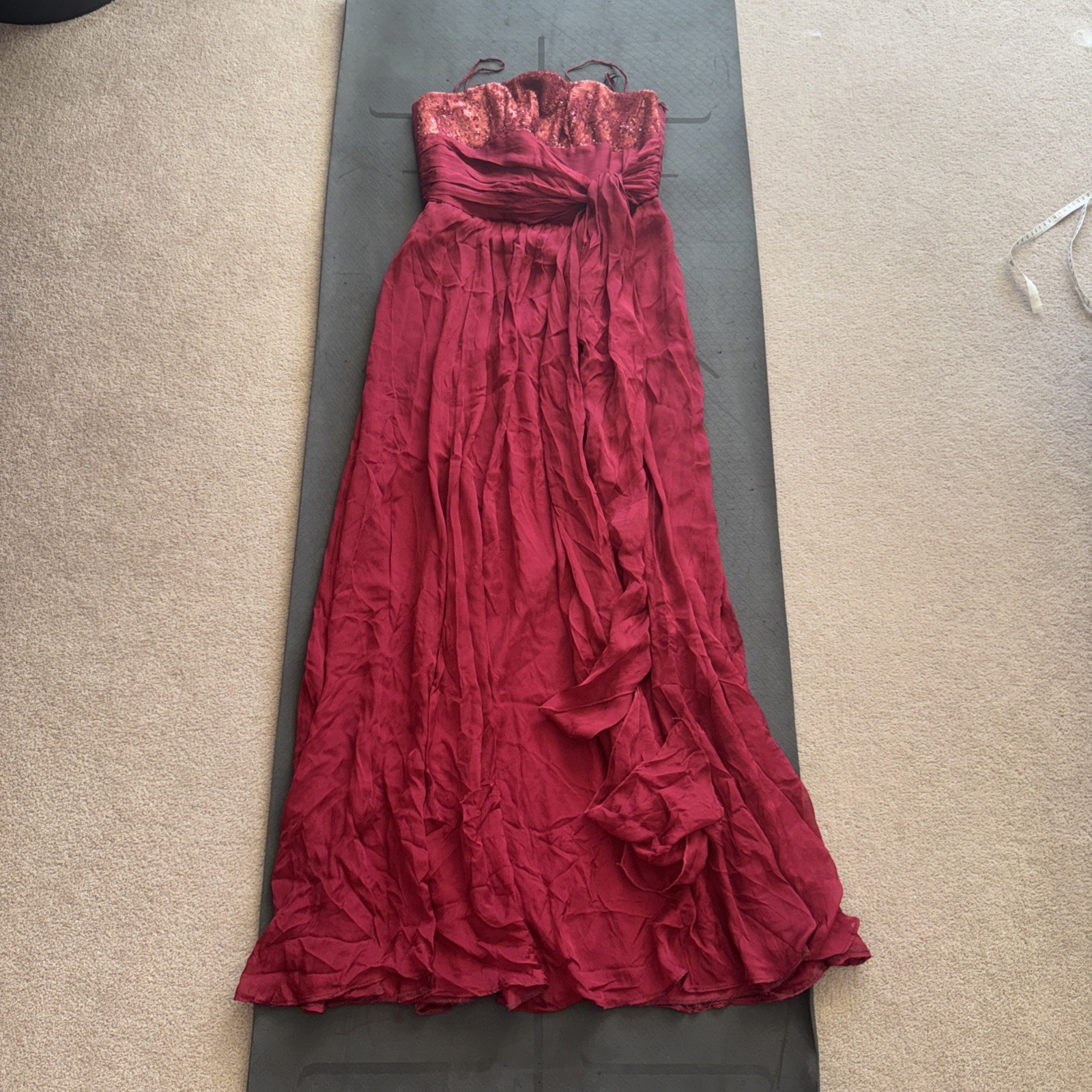 New York Evening Prom Dress US8 UK12 100% Silk Red Maroon