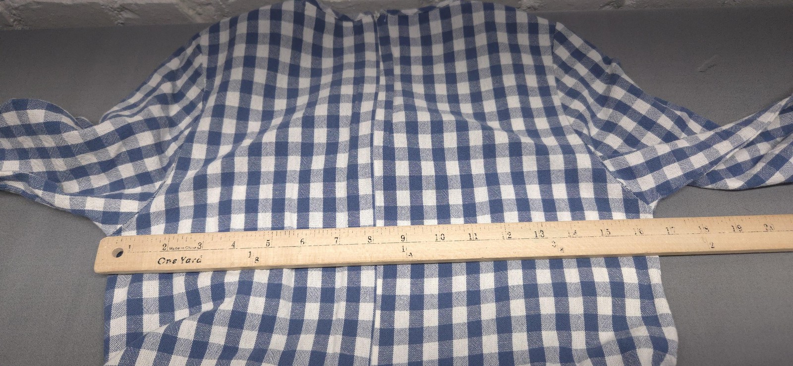 Blue Gingham Check Fit Flare Midi Dress Womens S Ruffle Bell Sleeve Cottagecore