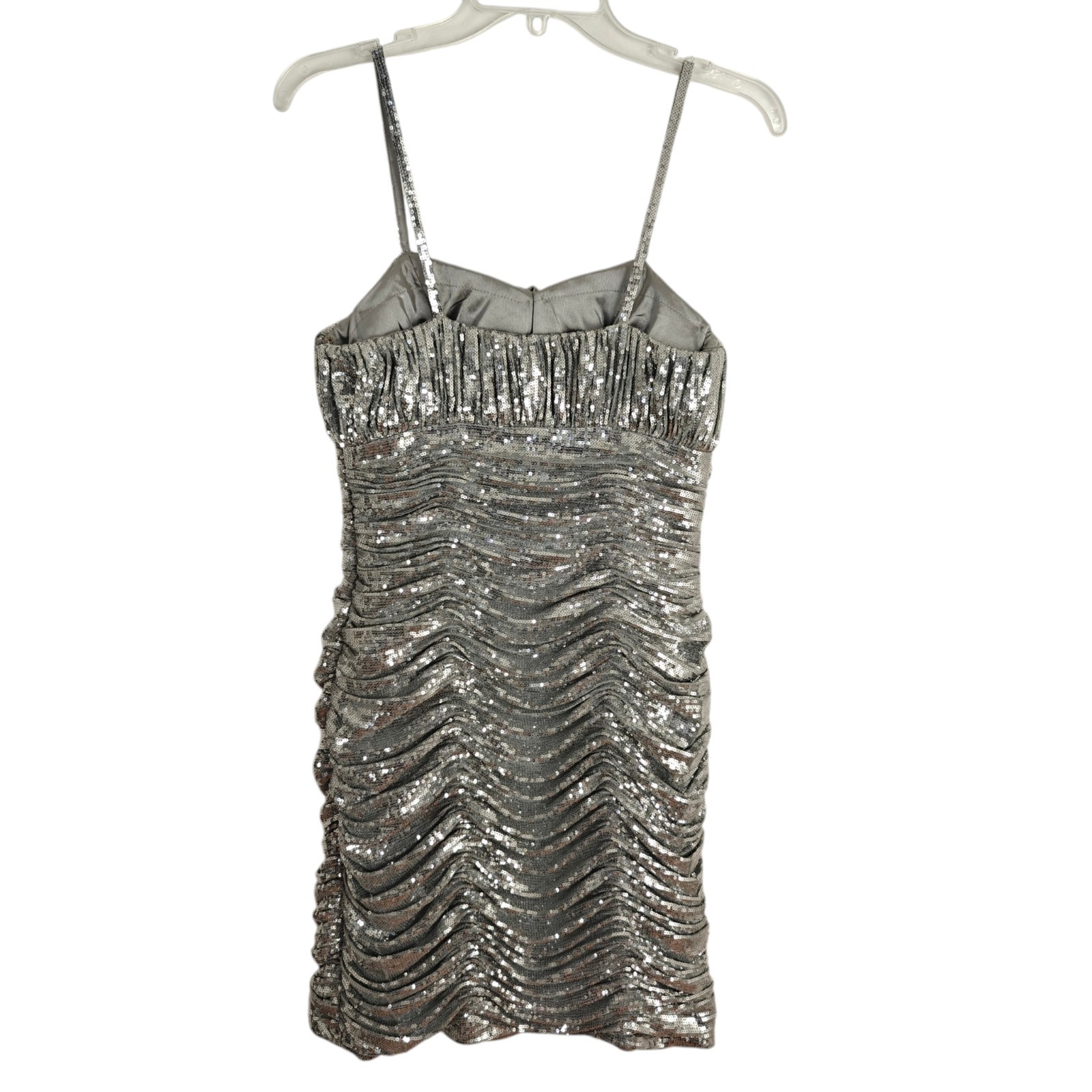 Sherri Hill Sequin Cocktail Dress Size 4 Silver Rhinestones Party Prom Wedding