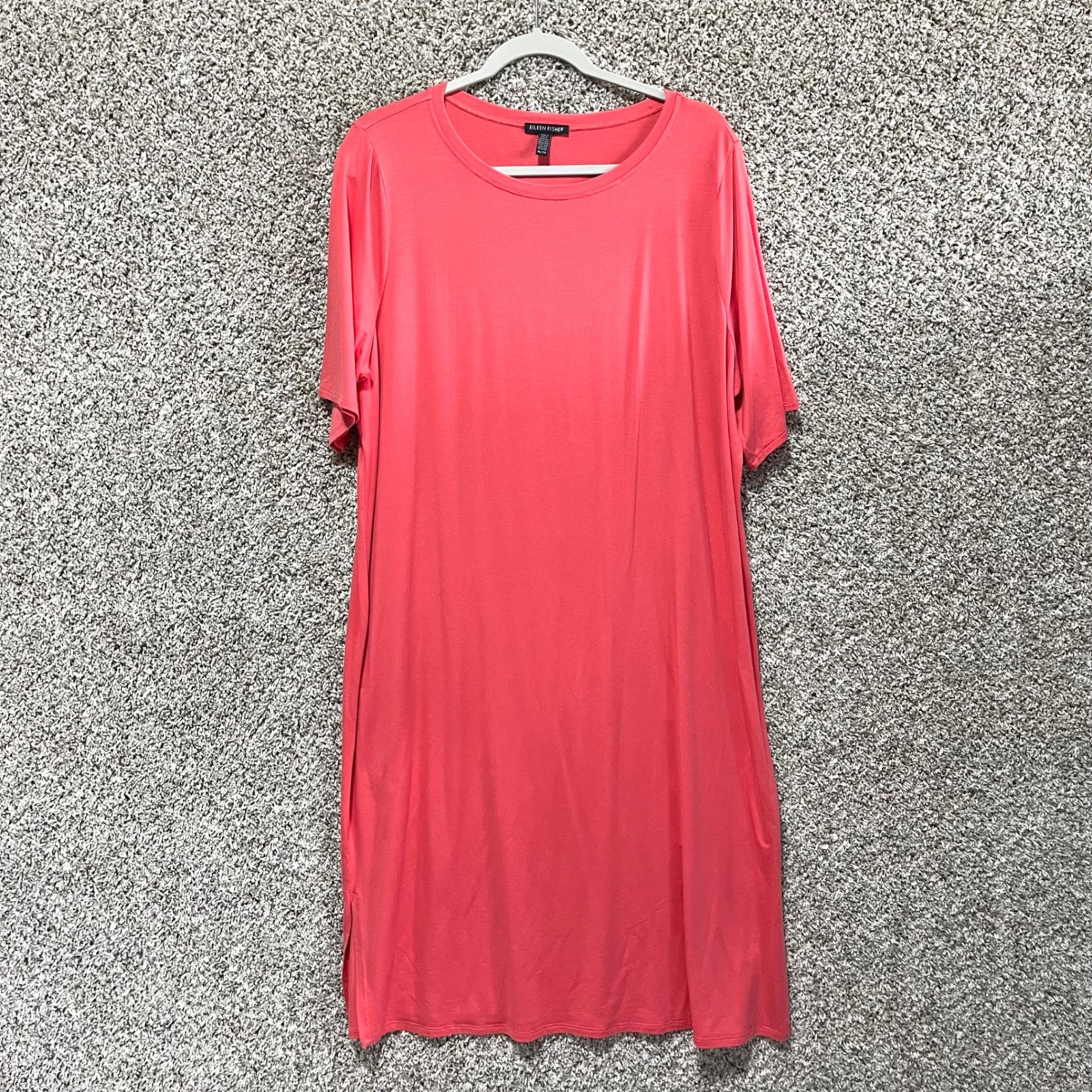 Eileen Fisher Dress Women’s XL Pink Short Sleeve Crew Neck Knee Length T-Shirt