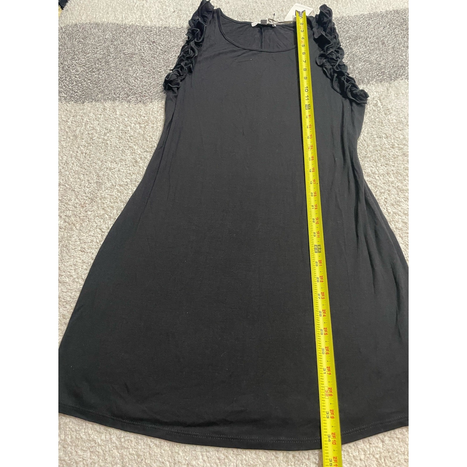 NWT Green Envelope Womens Small Ruffled Sleeveless Mini Dress Black Made in USA