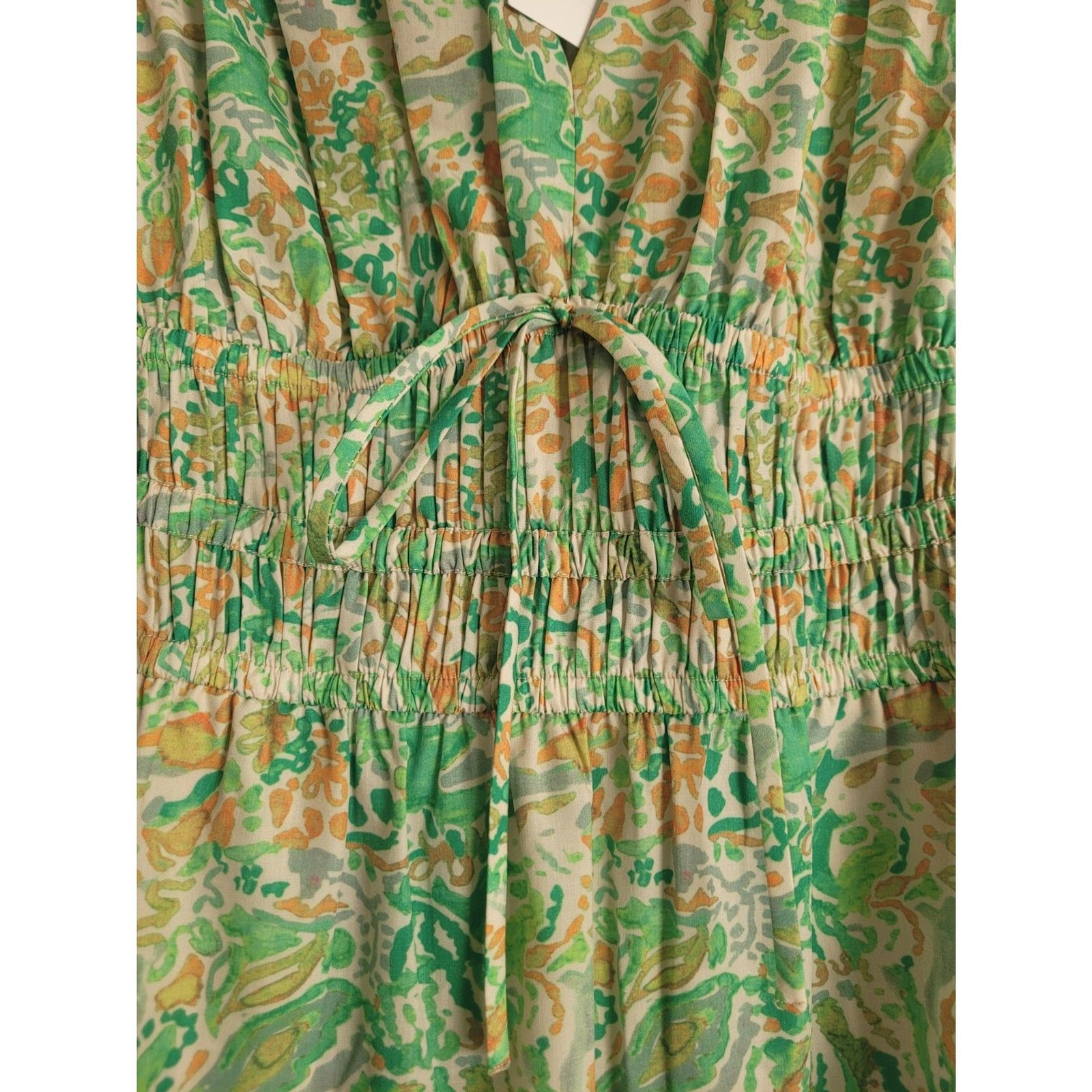 Current Air Meg Dress Small NWT $88 Green Abstract Print V-Neck Sleeveless