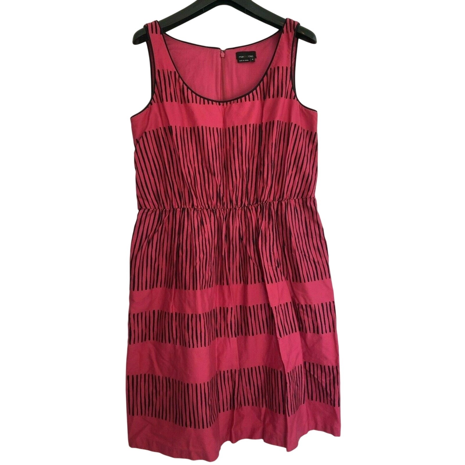 Max and Cleo Dress SIZE 14 Pink Black Sleeveless Geometric Print Cotton