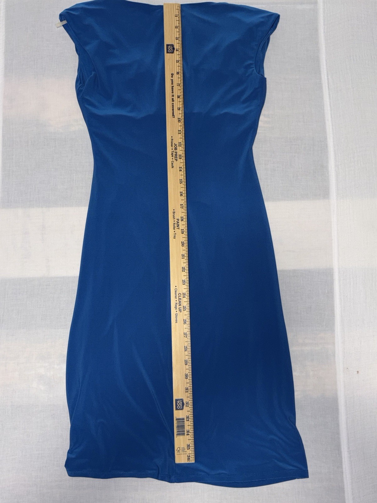 Lauren Ralph Lauren Womens Cowl Neck Jersey Sheath Dress Size 6 Blue Cap Sleeves
