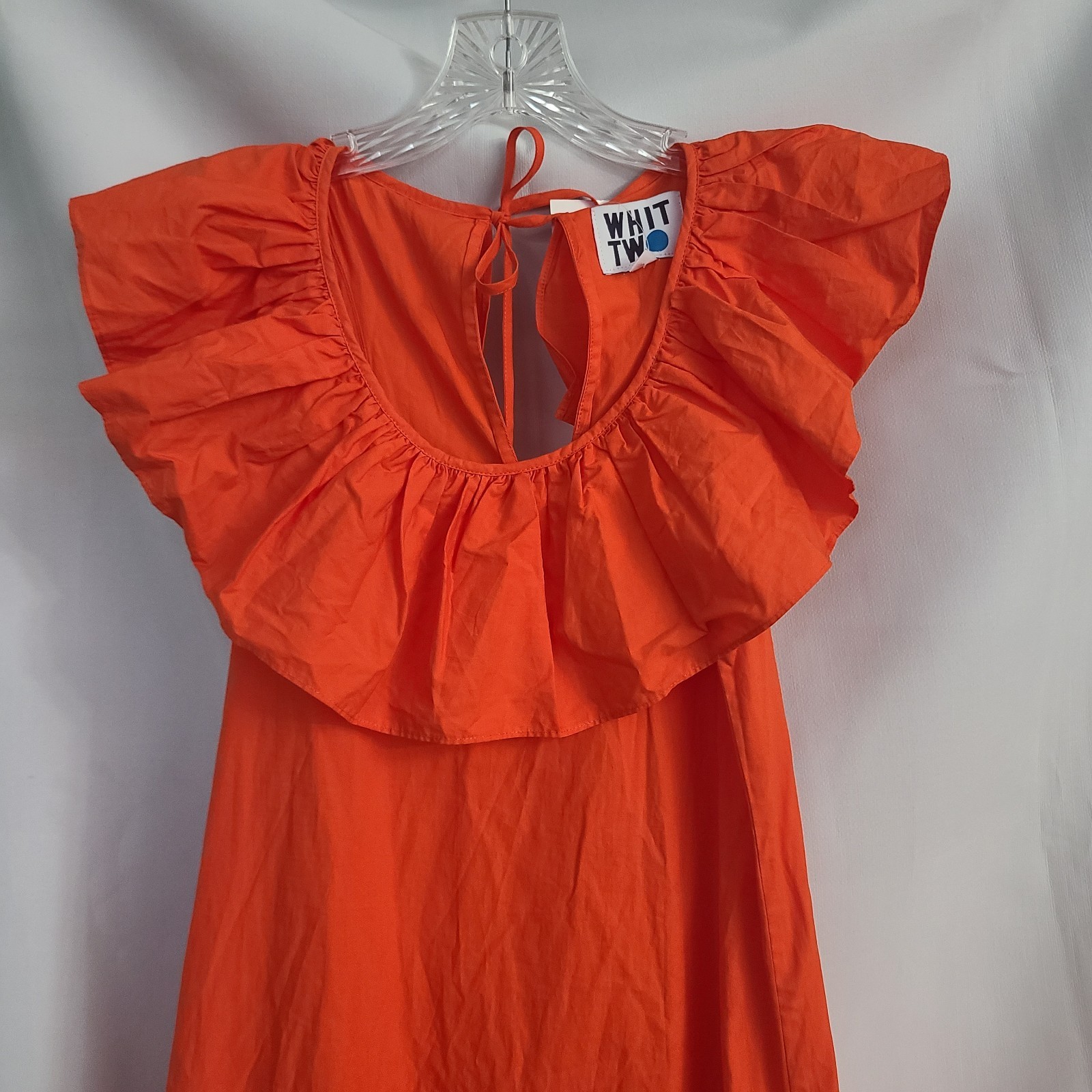 Whit Two Anthropologie Sz SP Red Cotton Flouncy Ruffle Tiered Loose Maxi Dress