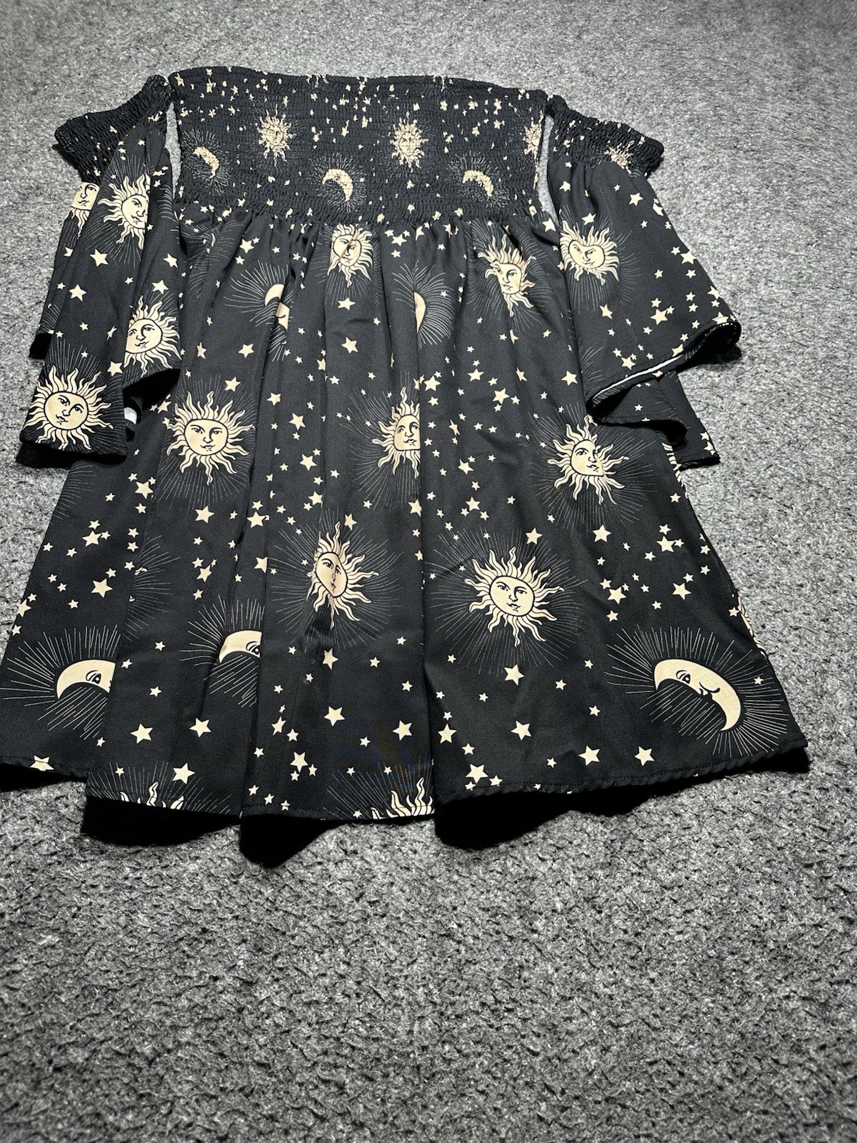 Romwe Dress Celestial Multi Stars Design Metallic Off The Shoulder Women L