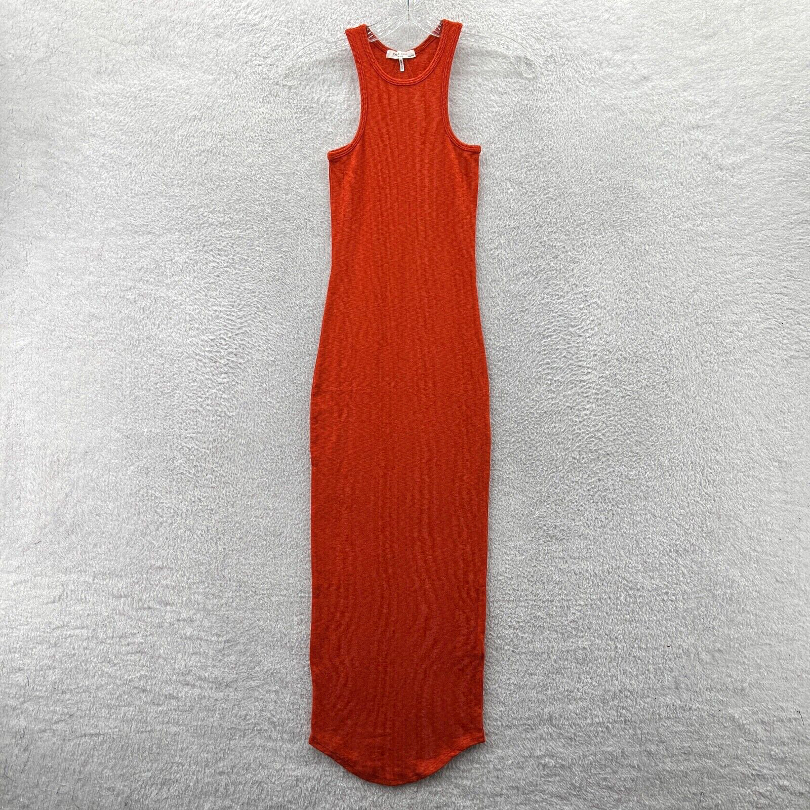 Rag & Bone Tank Dress Womens XXS New Midi Rib Sheath Slim Fit Orange Party 2XS