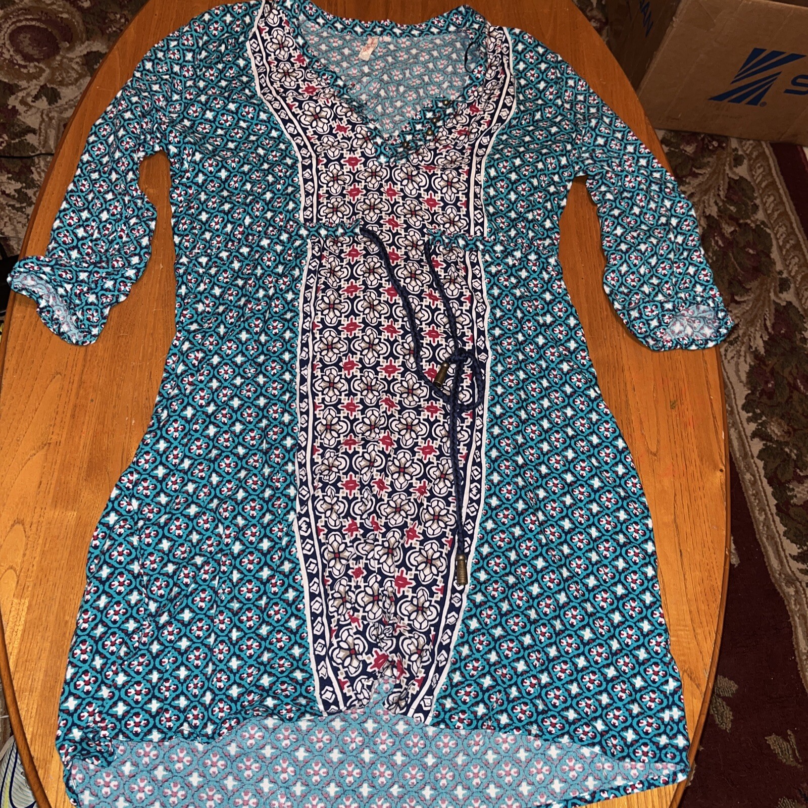 Red Camel size S Teal Black tan red 3/4 Sleeve Dress women’s