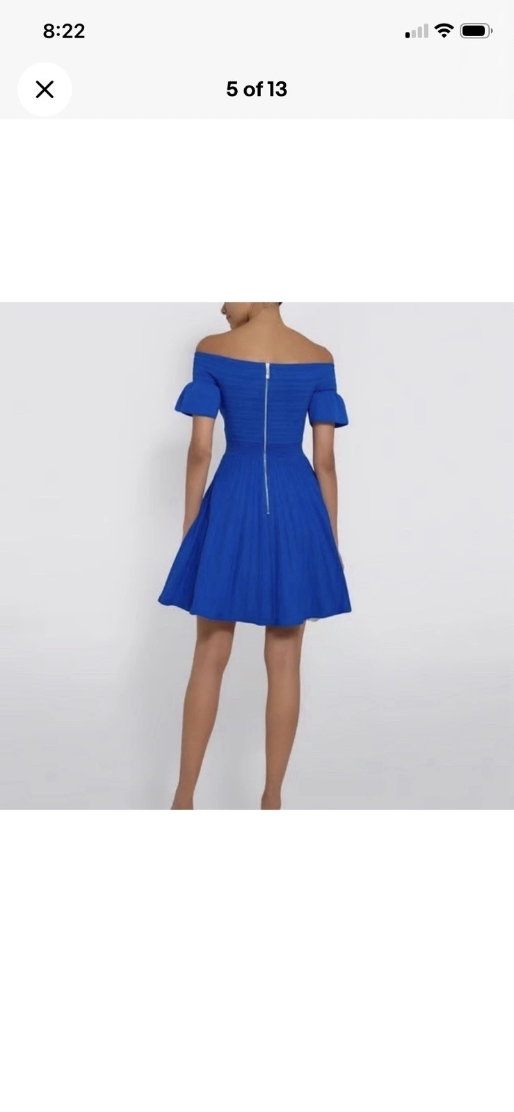 Ted Baker Criptum Bardot Frill Knitted Skater Dress Ted Size 0 Royal Blue US 0-2