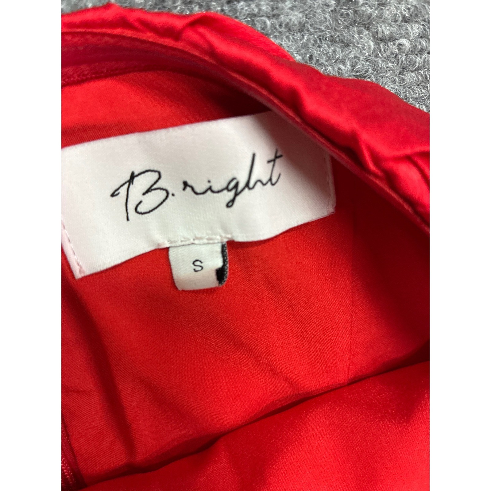 B.right Red Basket Weave Satin Strapless Mini Dress Side Slit Size Small
