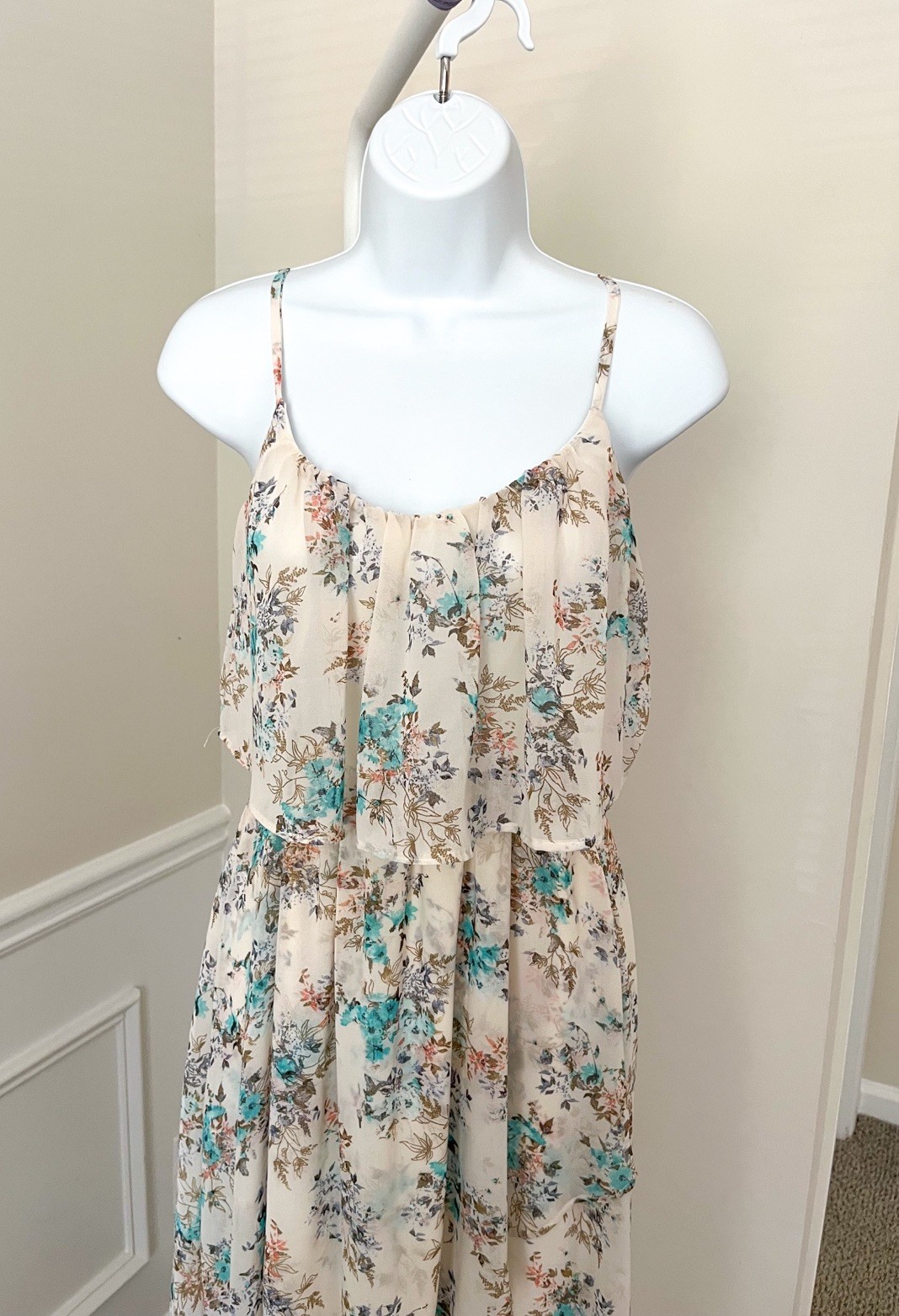 DISNEY Cinderella Collection Floral Hi Low Cottage Core Maxi Dress Women’s Small