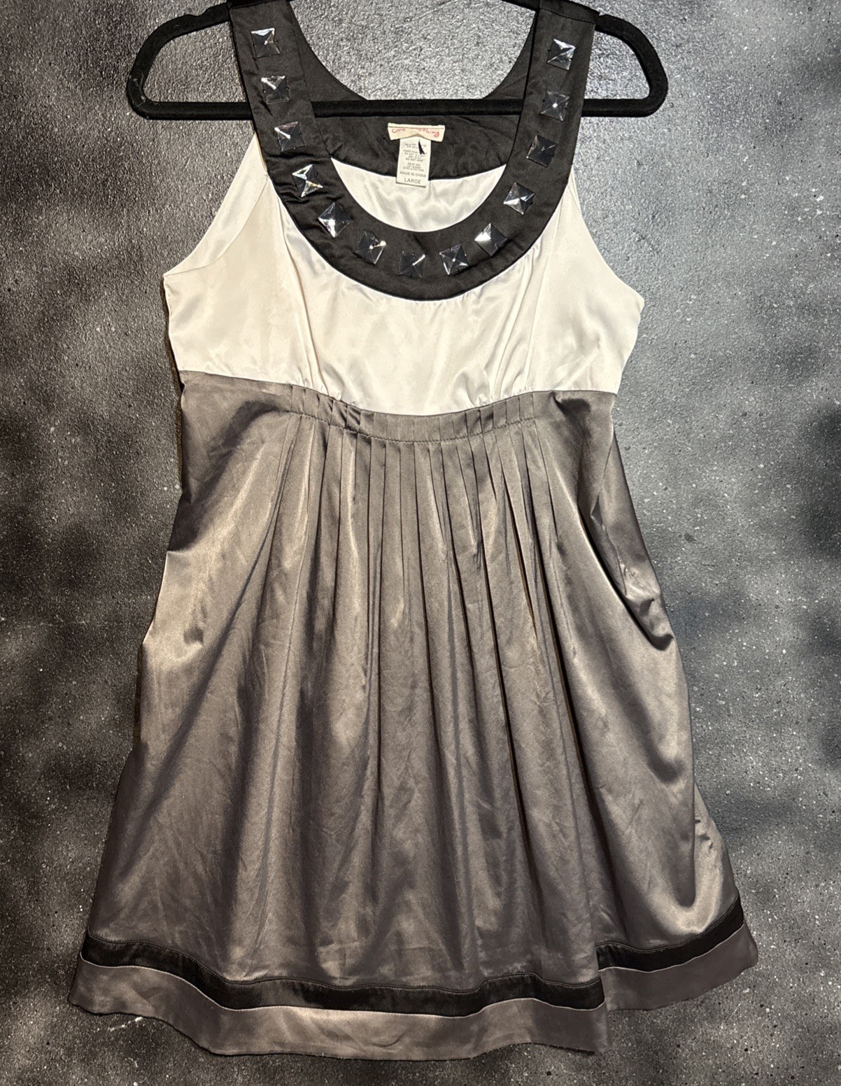 One Clothing Faux Gem Accents Cocktail Party Dress L White Gray Black Summer