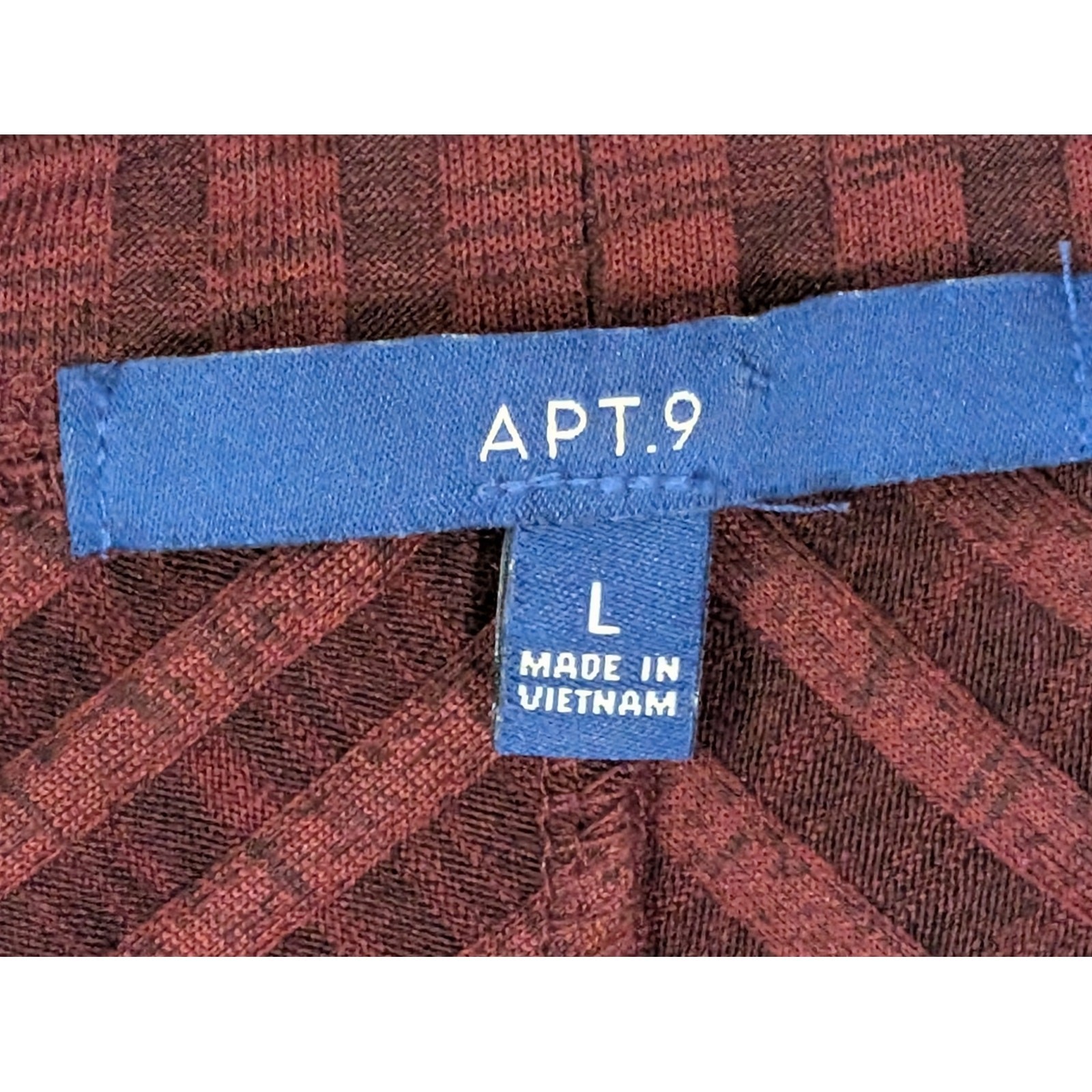 Apt 9 Casual T-Shirt Burgandy A-Line Ribbed Knit Dress L Academia Office Teacher