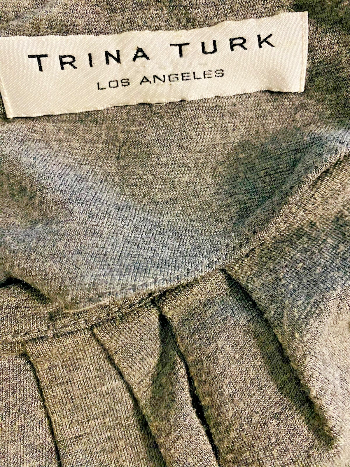 Trina Turk Gray Knit 3/4 Sleeve zip in back Dress, half lined Size S
