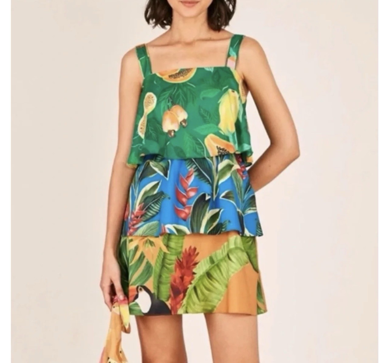 Farm Rio • Mixed Print Layered Mini dress • Size S