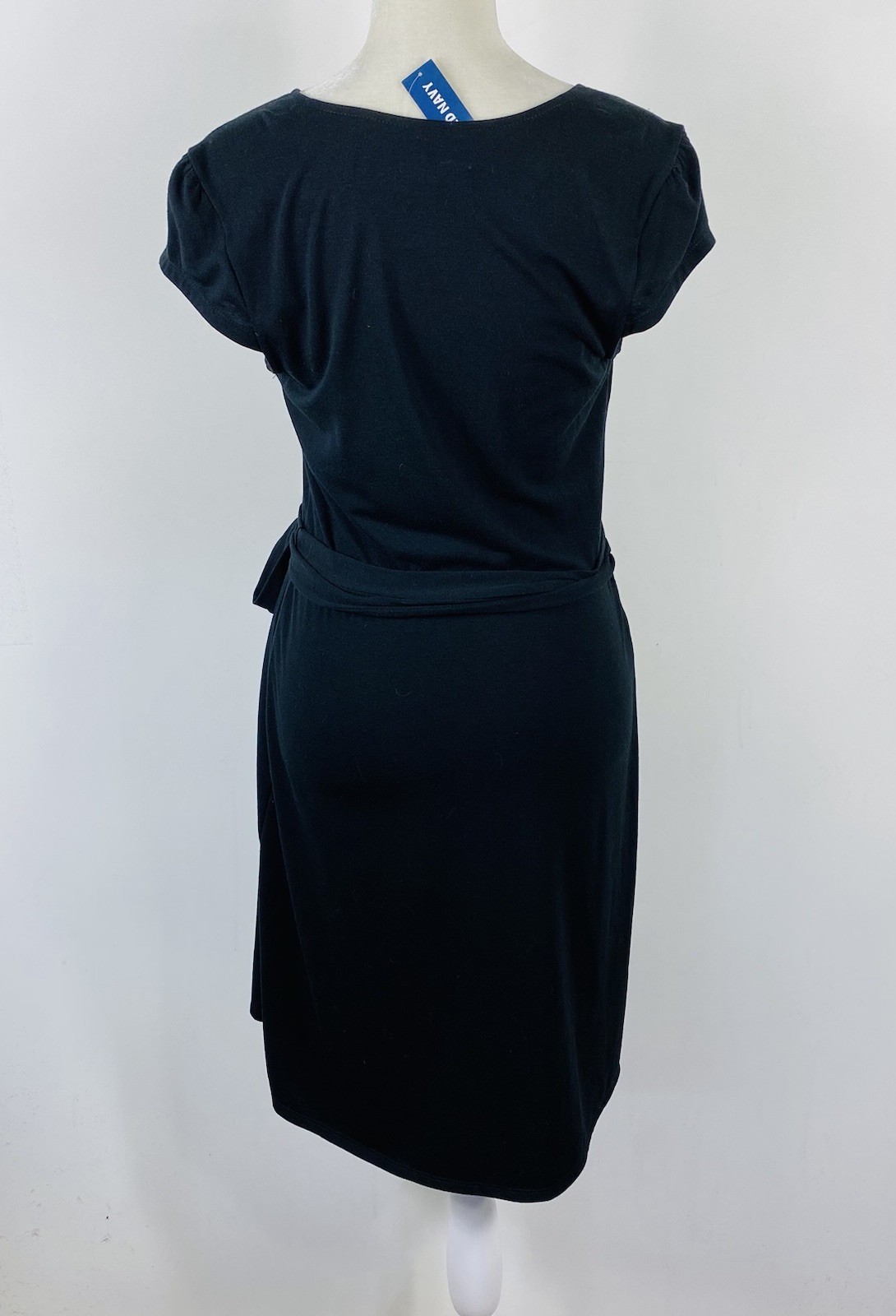 Old Navy Wrap Dress Small Petite Black Tie Waist Cap Sleeve Stretch