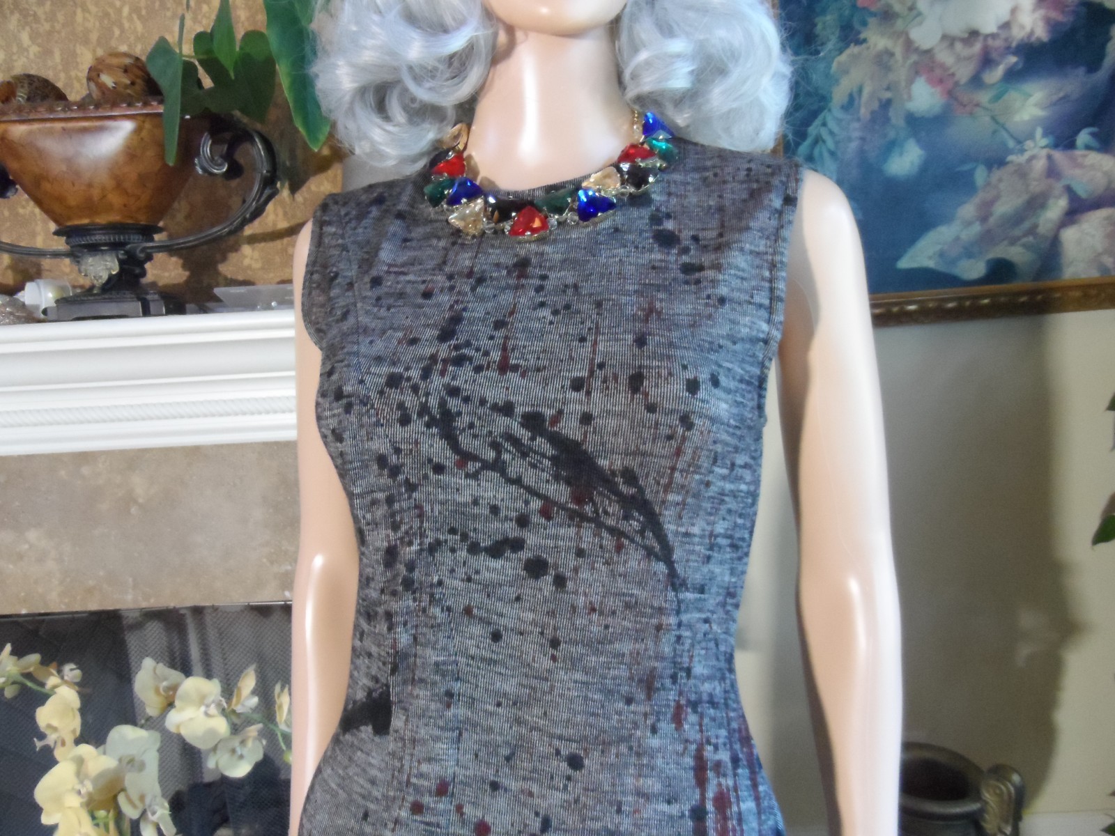 Bottega Veneta Gray Abstract Print Wool Knit Sheath Dress Size IT 40- US 4