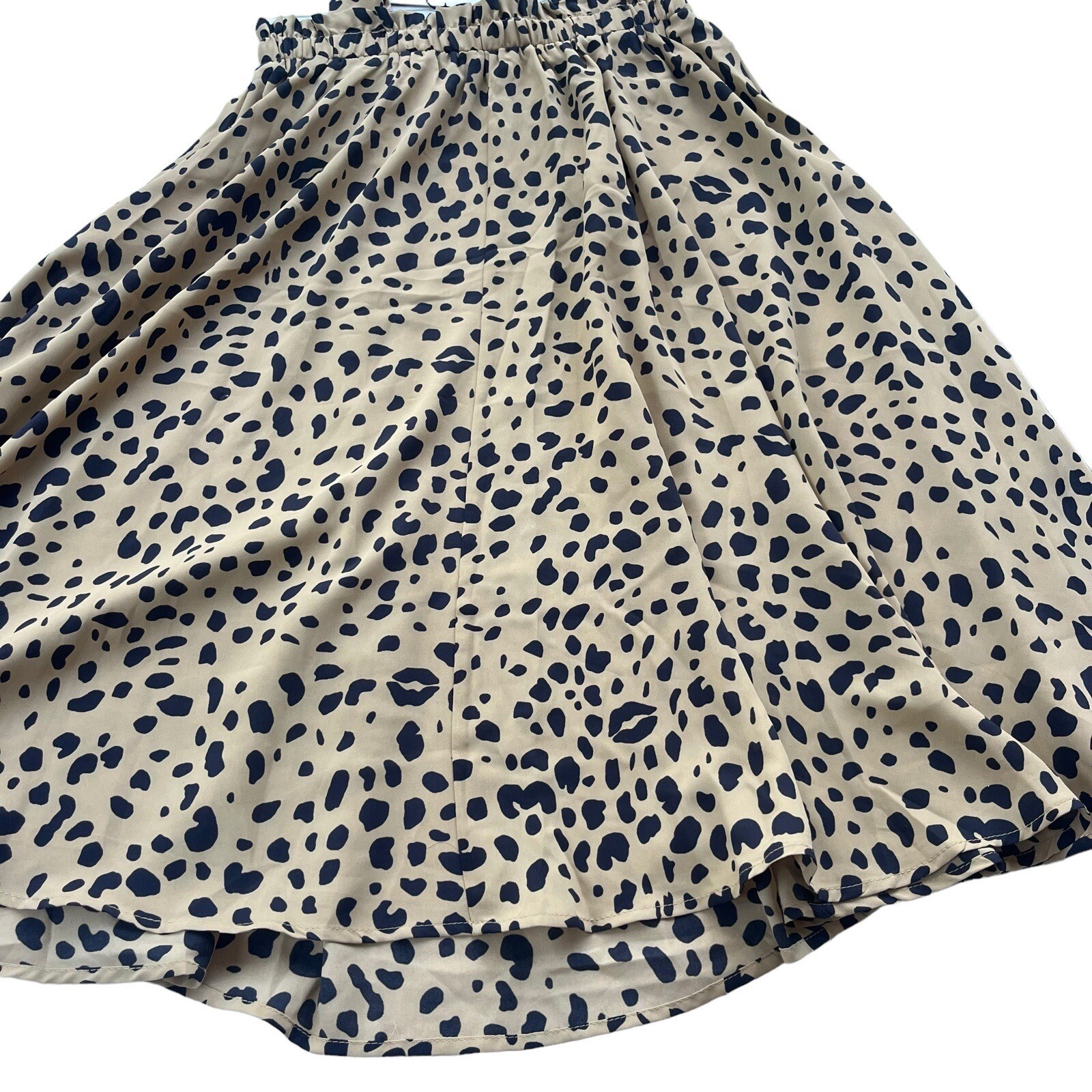 Reverse Womens Medium Tan Navy Cheetah Print Polyester Tent Tie Tank Flowy Dress