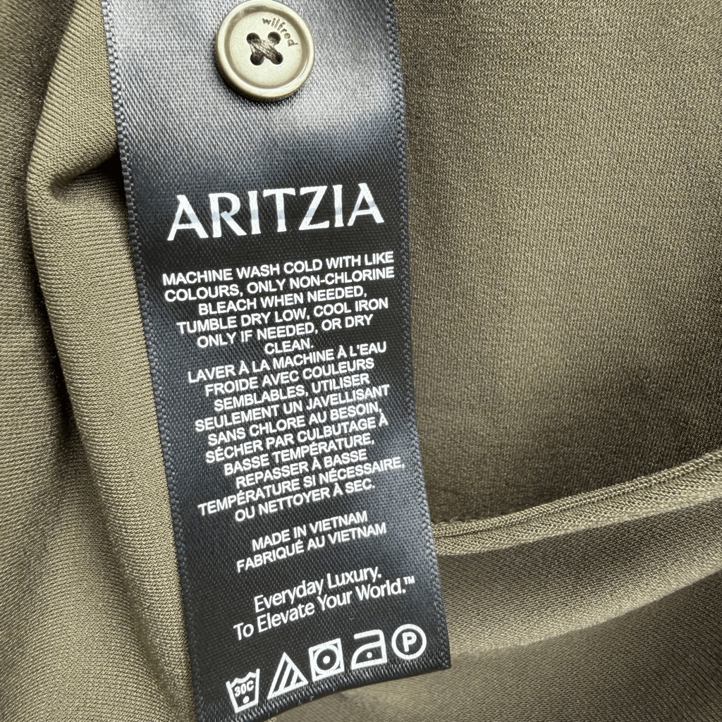 Aritzia $110 Wilfred Mock Neck Open Back Remedy Long Sleeve Dress Dark Olive XS