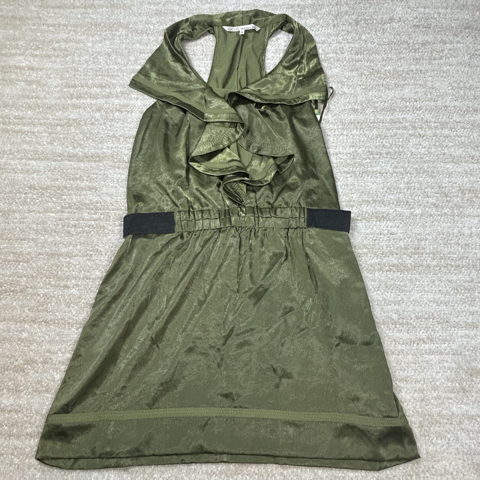 Rachel Rachel Roy Women’s Olive Green Ruffle Halter Dress Size L New NWT