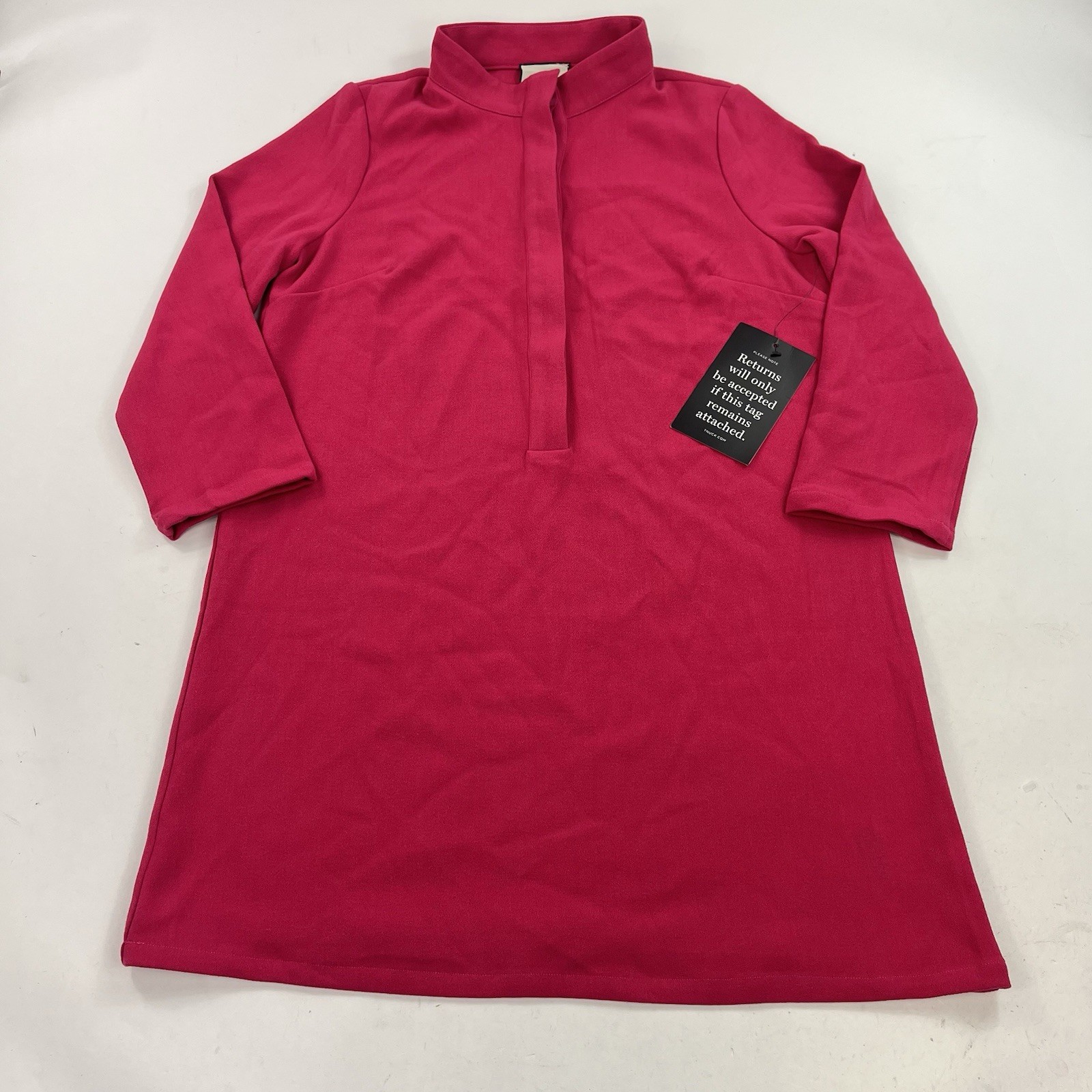 Tuckernuck Fuchsia Pink Avery Terry Shirt Dress Mini Button Stand Collar