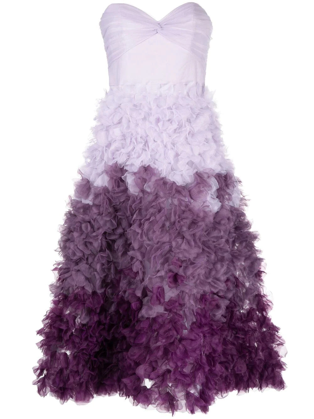 $895 NEW Marchesa Notte Ombre Textured Tulle Fit Flare Dress Aubergine Purple 2
