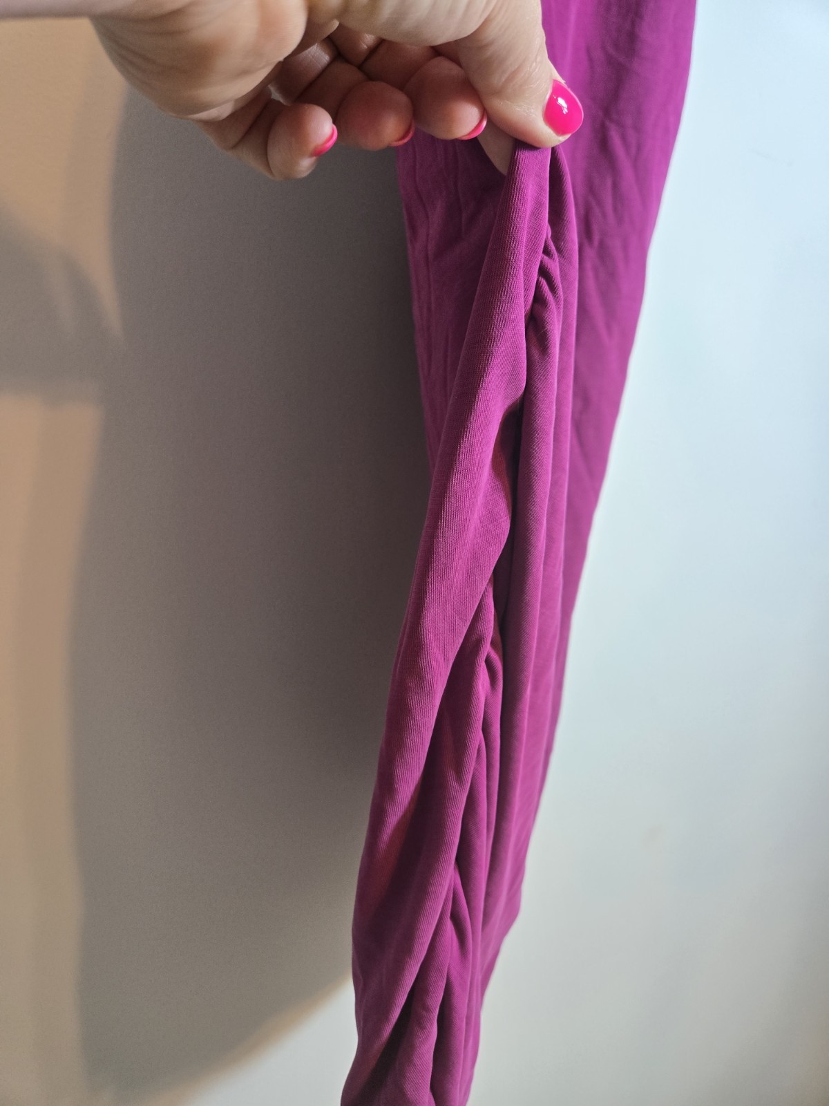NWT Express Raspberry Solid Knit Ruched Stretch Crew Neck T-Shirt Midi Dress S