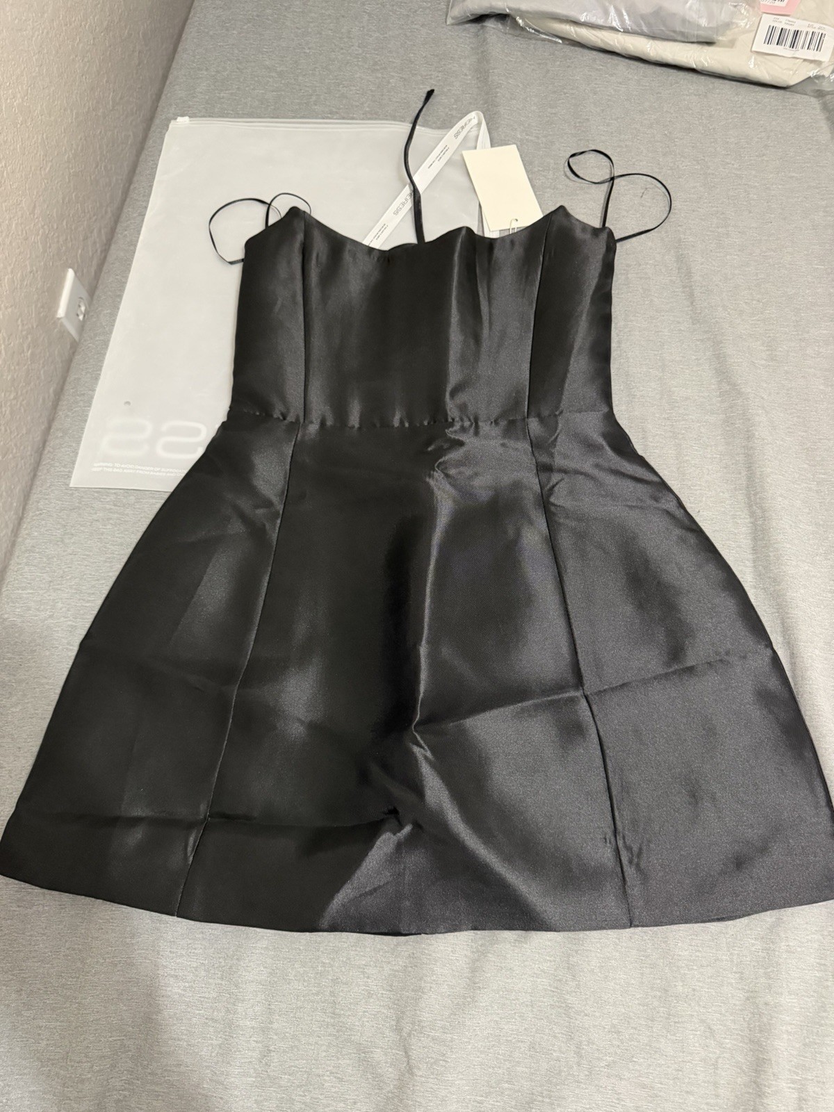 NWT Heiress Beverly Hills Sheen Corset MiniDress Black Small S Strapless Bodycon