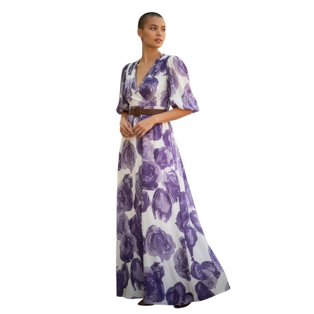 Akalia Verona Maxi Women’s Floral Dress Lilac, Size Small