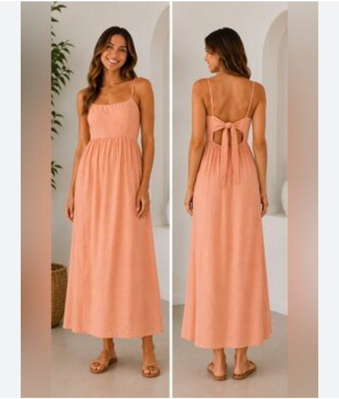 A New Day Maxi Dress Women’s Size XS Peach Coral Textured Spaghetti Strap