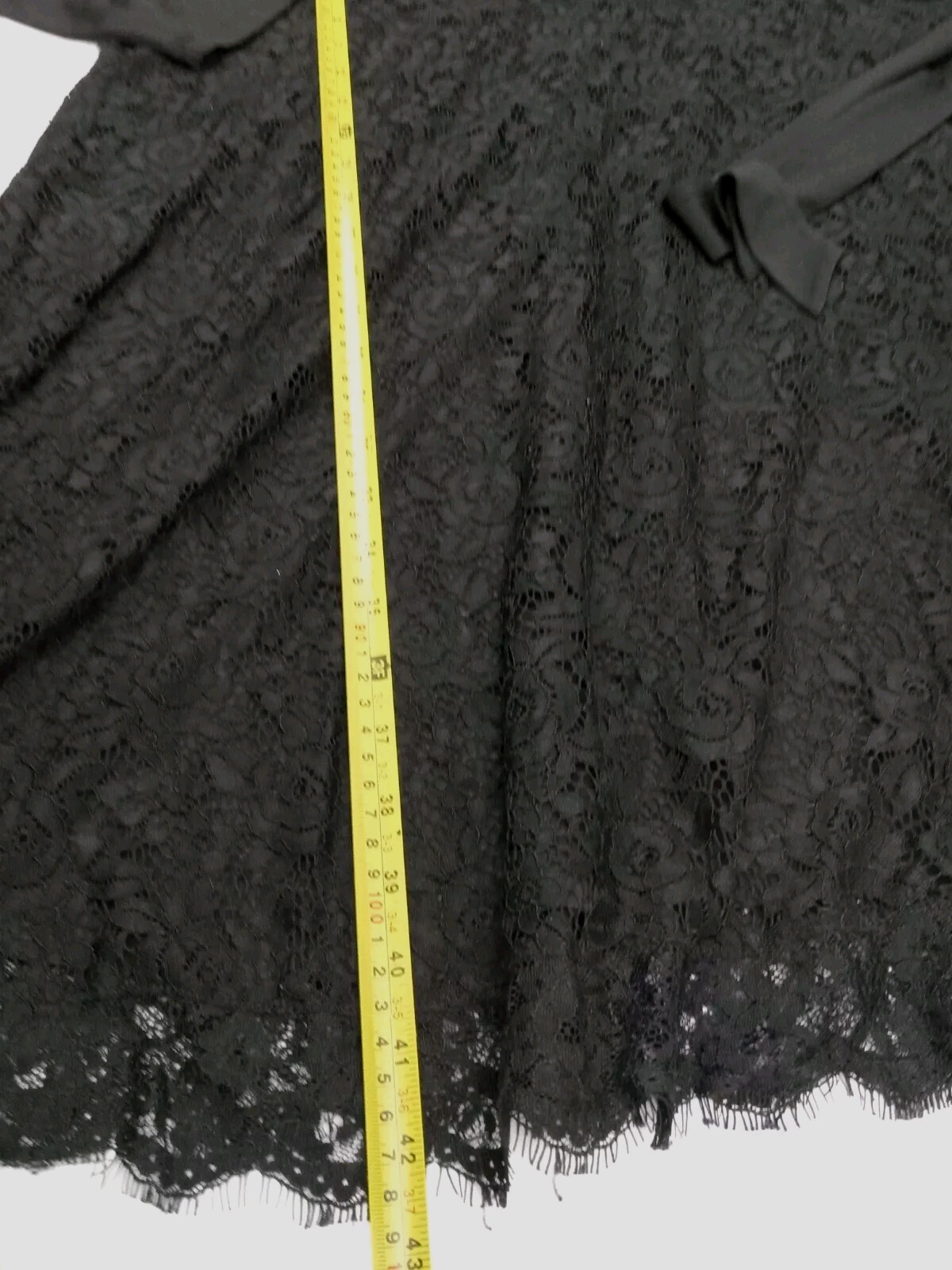 Dennis By Dennis Basso Black Lace Long Sleeve Dress A-line V-Neck Tie Waist 20W