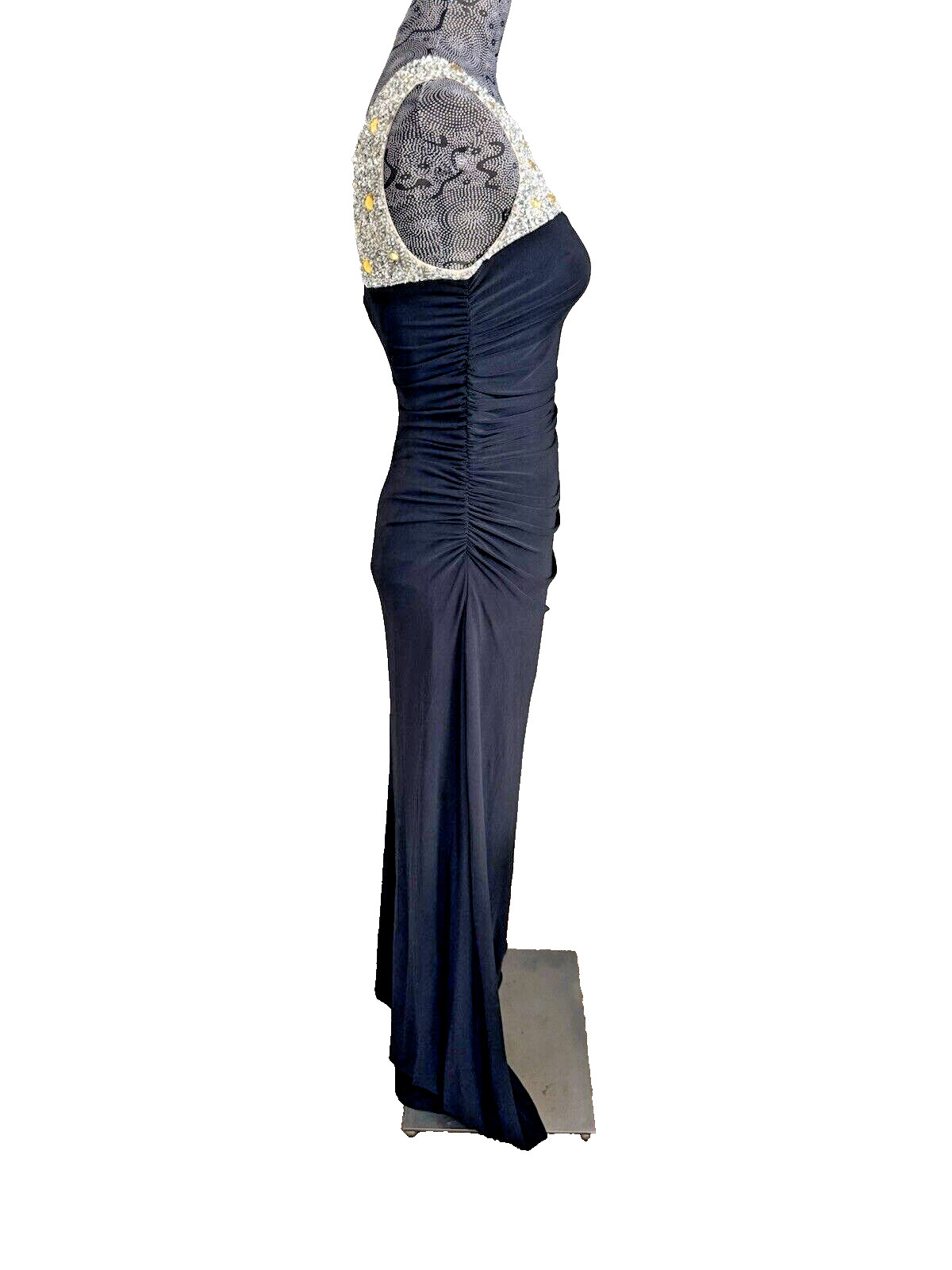 NWOT JS Boutique One Shoulder Beaded Jersey Dress Black Size 4