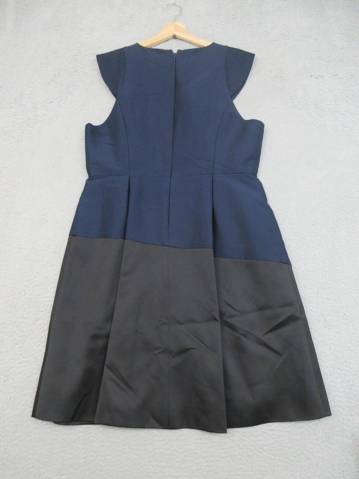 Halston Heritage Dress Womens 14 Blue Black Colorblock Fit & Flare Midi Evening
