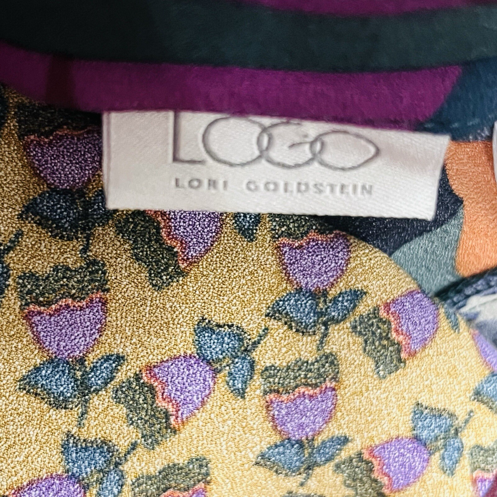 LOGO By Lori Goldstein Boho Dress Button Up Pockets Flare Patchwork Mix Print XS