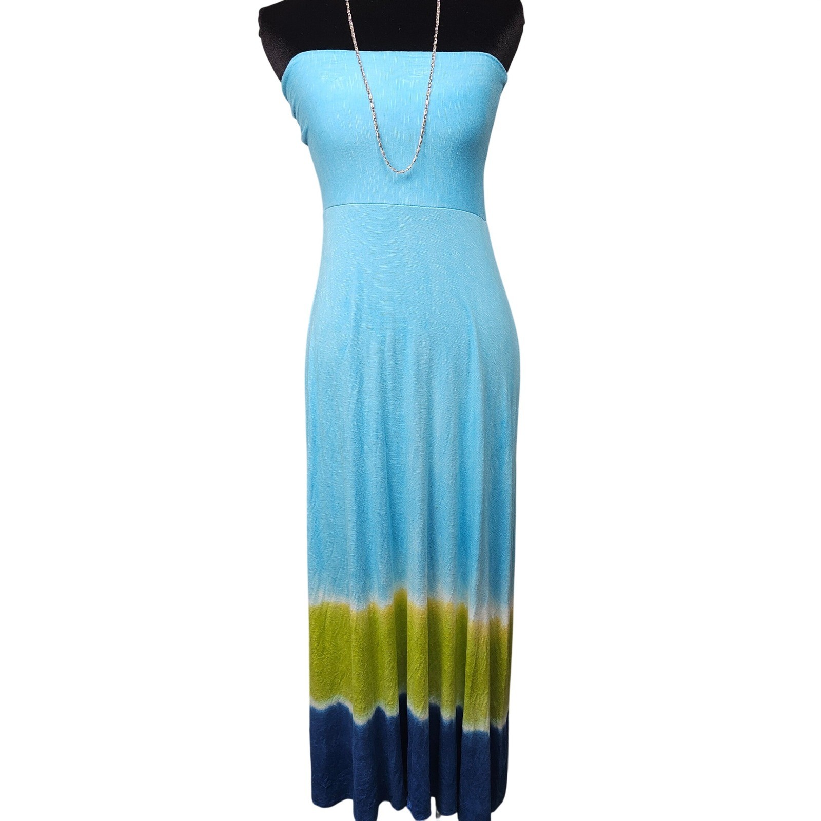 Lucky Brand Blue Green Ombre Strapless Maxi Dress or Skirt Coverup Slub Knit
