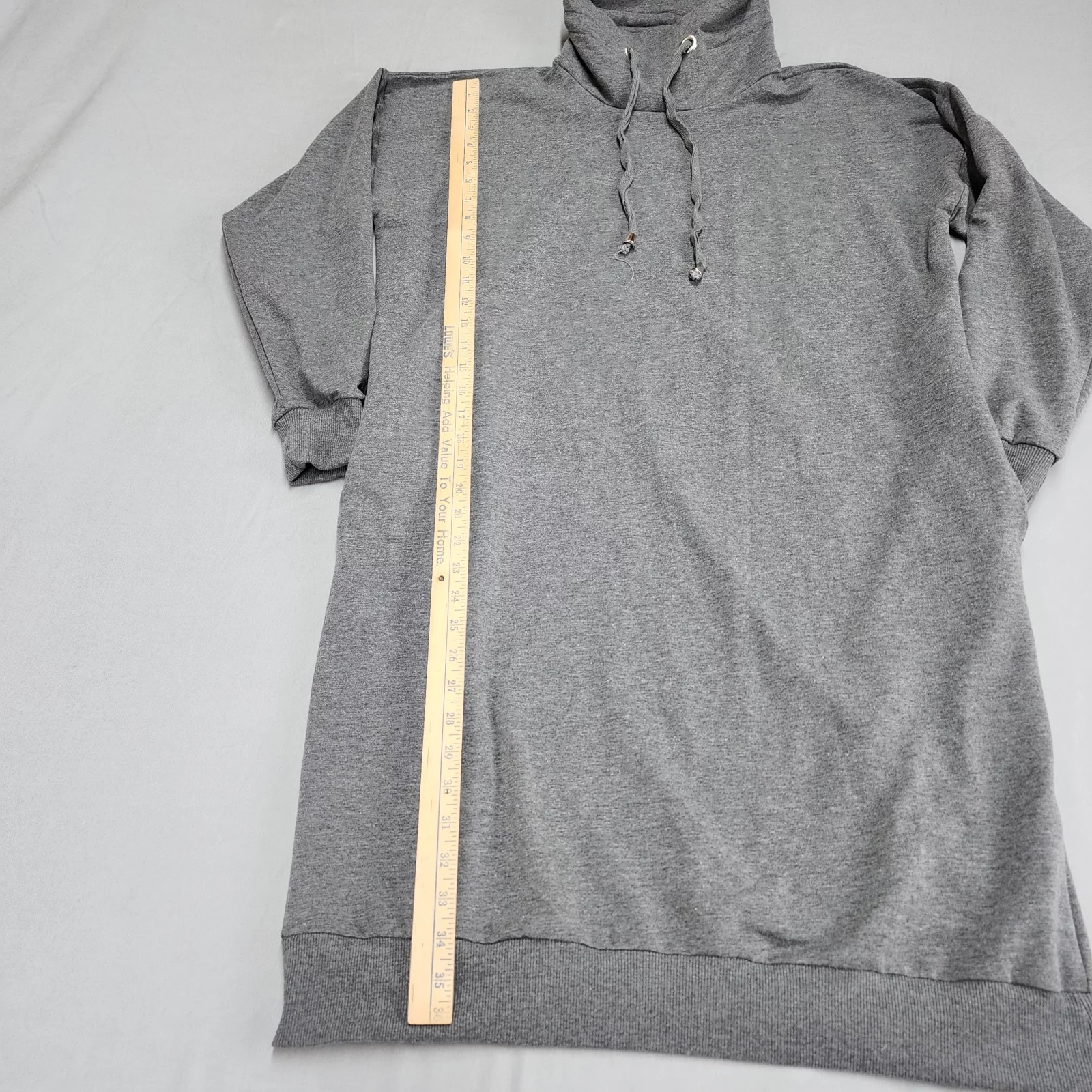 Refka Basic Women’s Size M Gray Turtleneck Sweater Dress Drawstring Long Sleeve